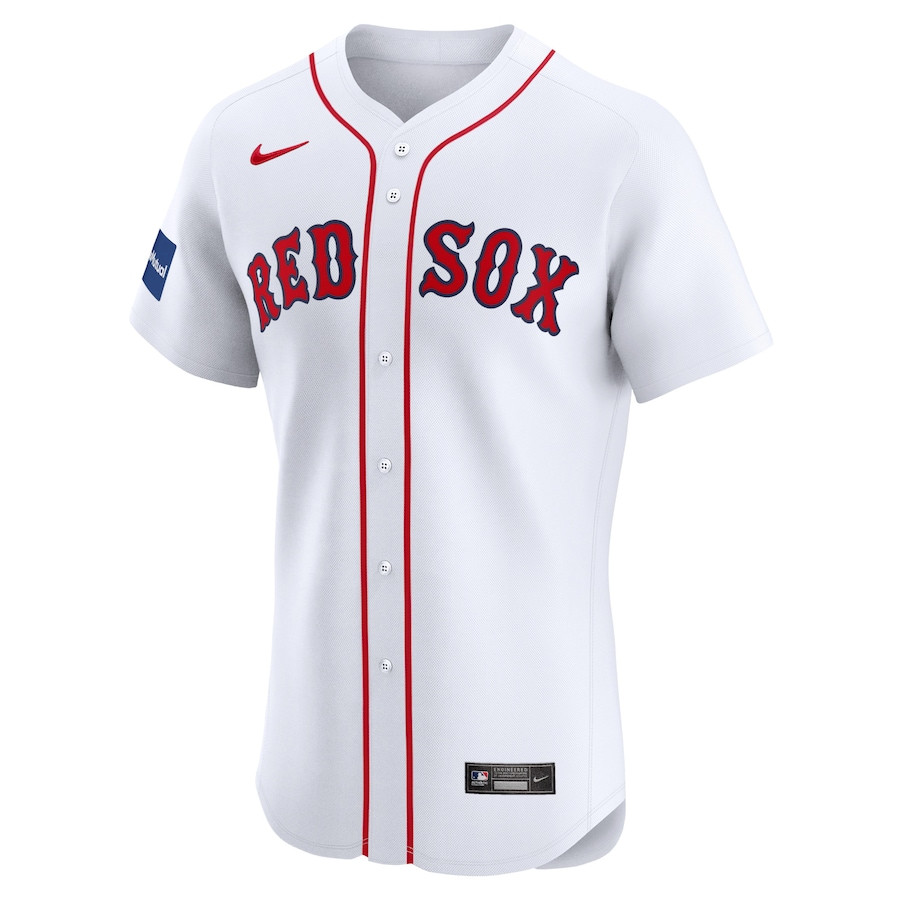 David Ortiz 34 Boston Red Sox Home Elite Sponsor Patch Player White MLB Jersey Men's