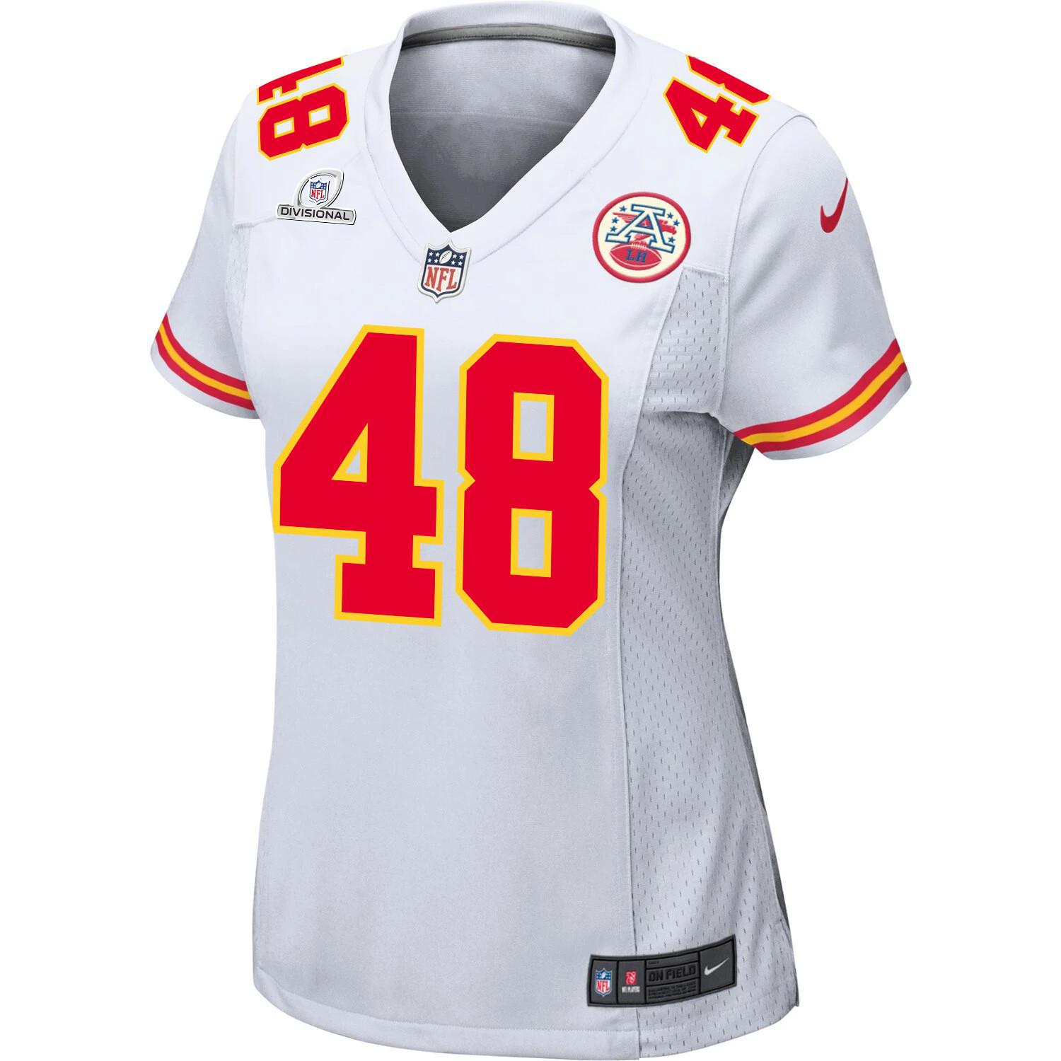 Cole Christiansen 48 Kansas City Chiefs Super Bowl LVIII Patch Game White NFL Jersey Women's