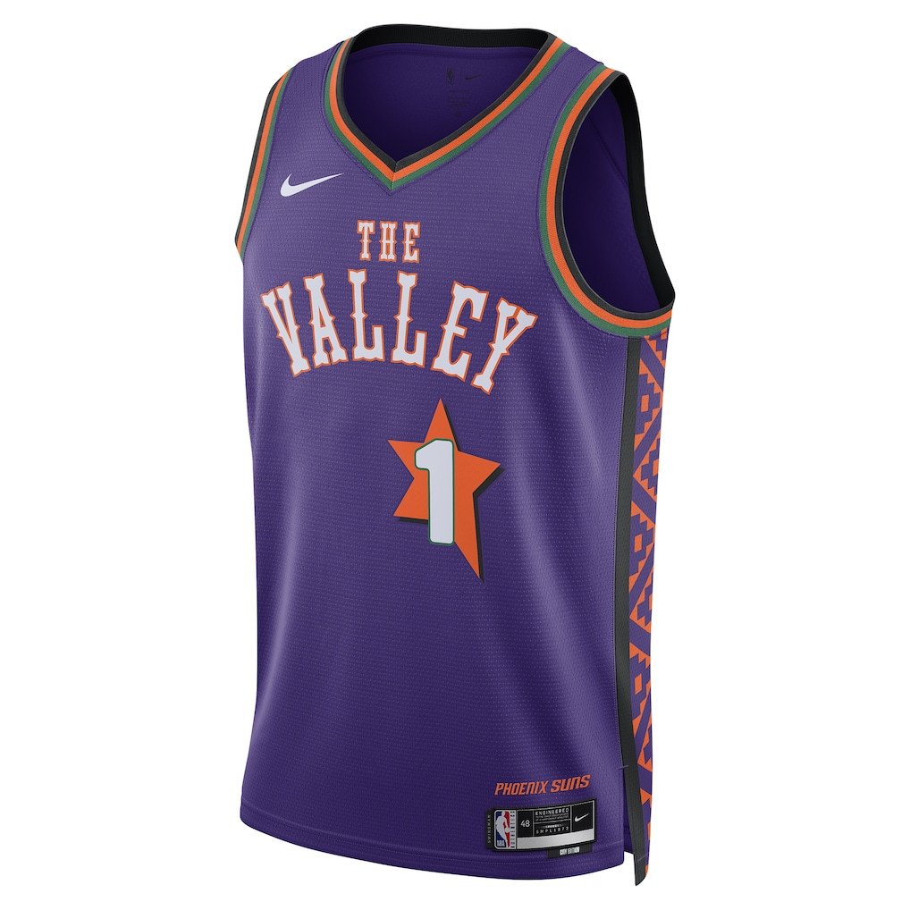 Devin Booker 1 Phoenix Suns Unisex 2024/25 Swingman Player City Edition Purple NBA Jersey Unisex