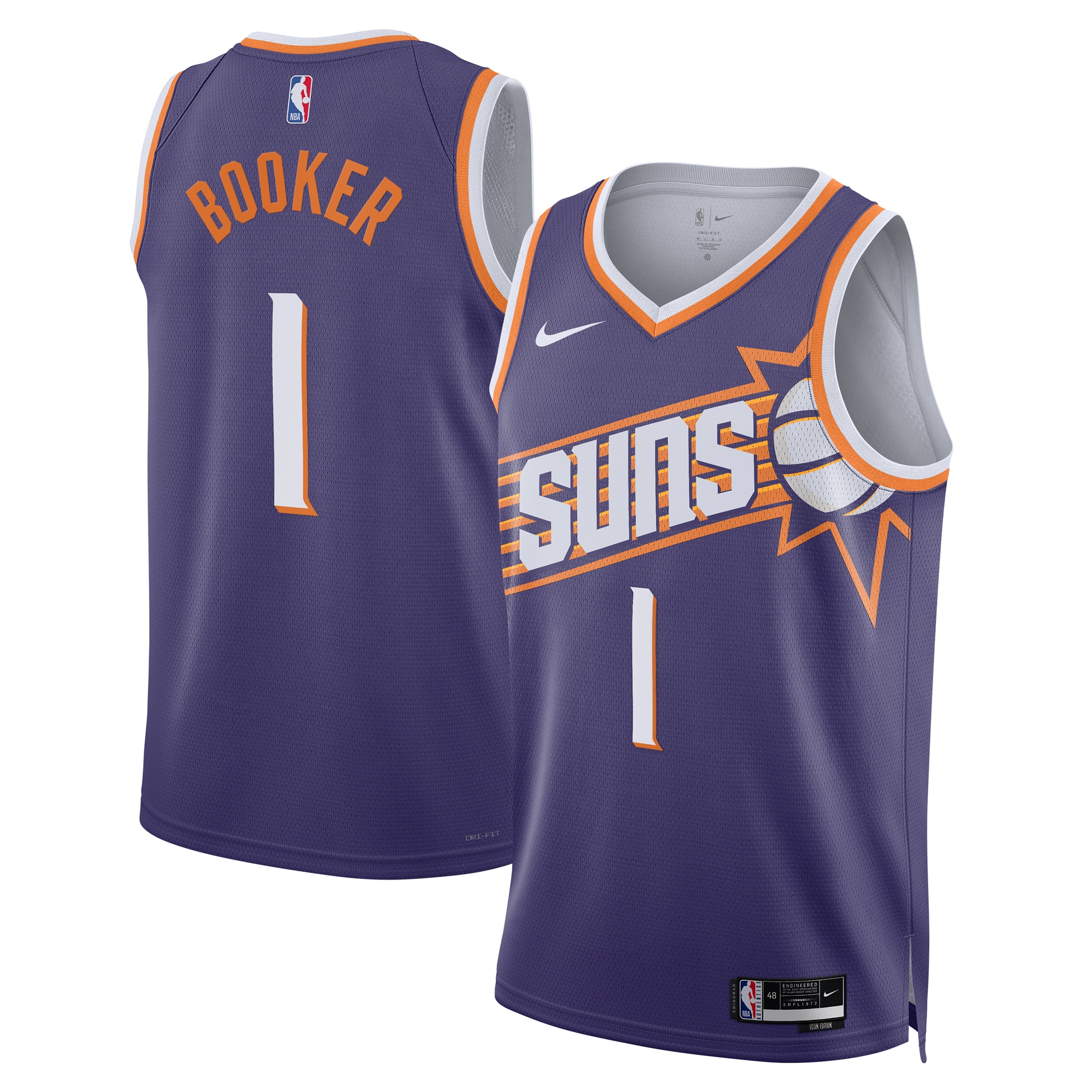 Phoenix Suns Icon Edition Swingman Purple Devin Booke Unisex NBA Jersey Unisex