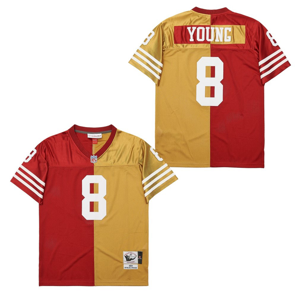 Steve Young 8 San Francisco 49ers Two-Toned Throwback Yellow/Red NFL Jersey Men's