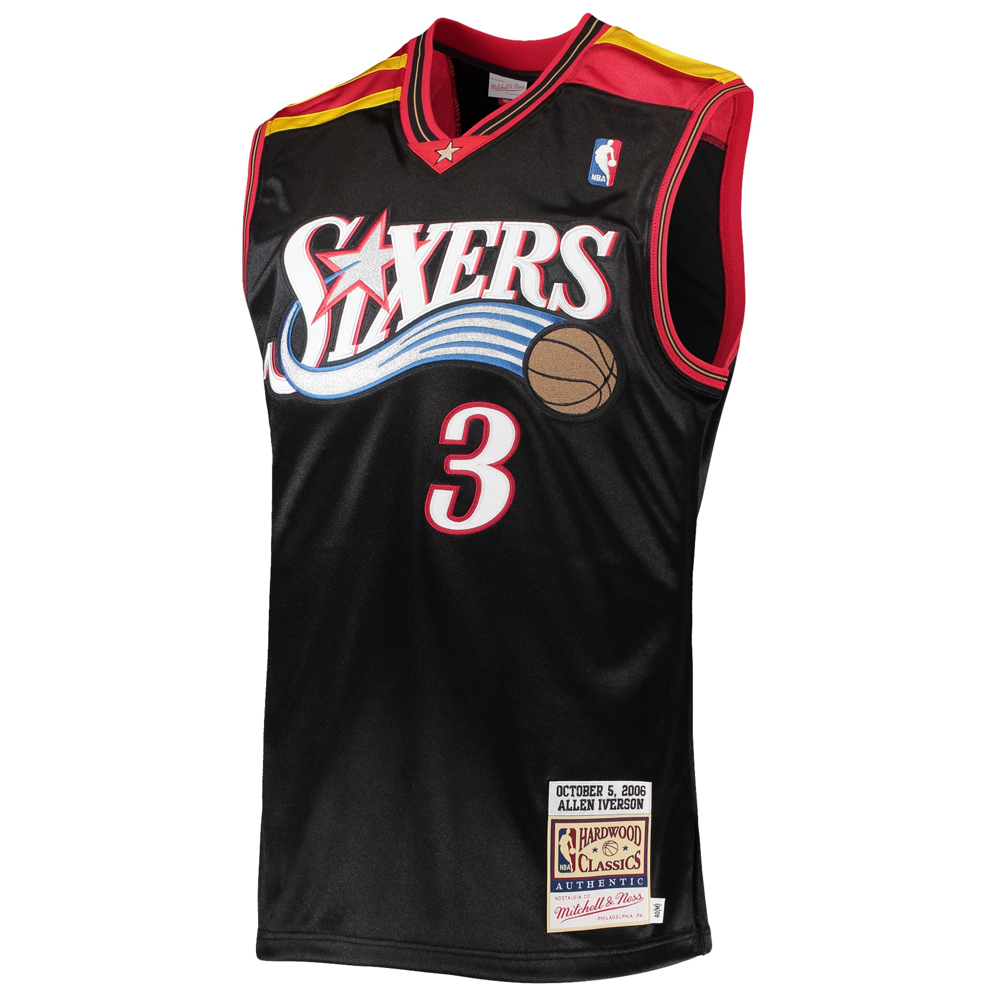 Mitchell Ness Allen Iverson Black Philadelphia 76ers Hardwood Classics 2006 NBA Jersey Men's
