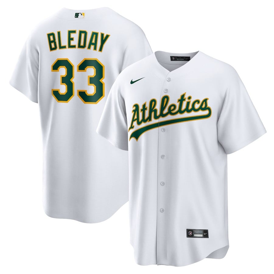 JJ Bleday 33 Oakland Athletics Home White MLB Jersey Men's