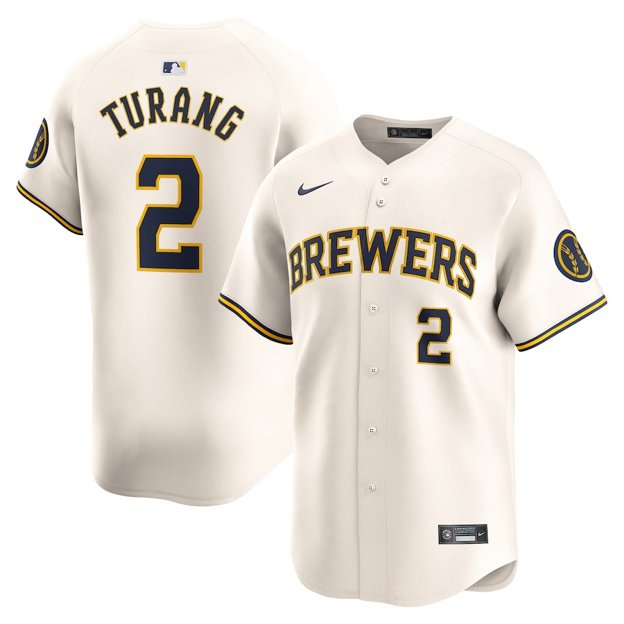 Brice Turang 2 Milwaukee Brewers Home Limited Cream MLB Jersey Men's