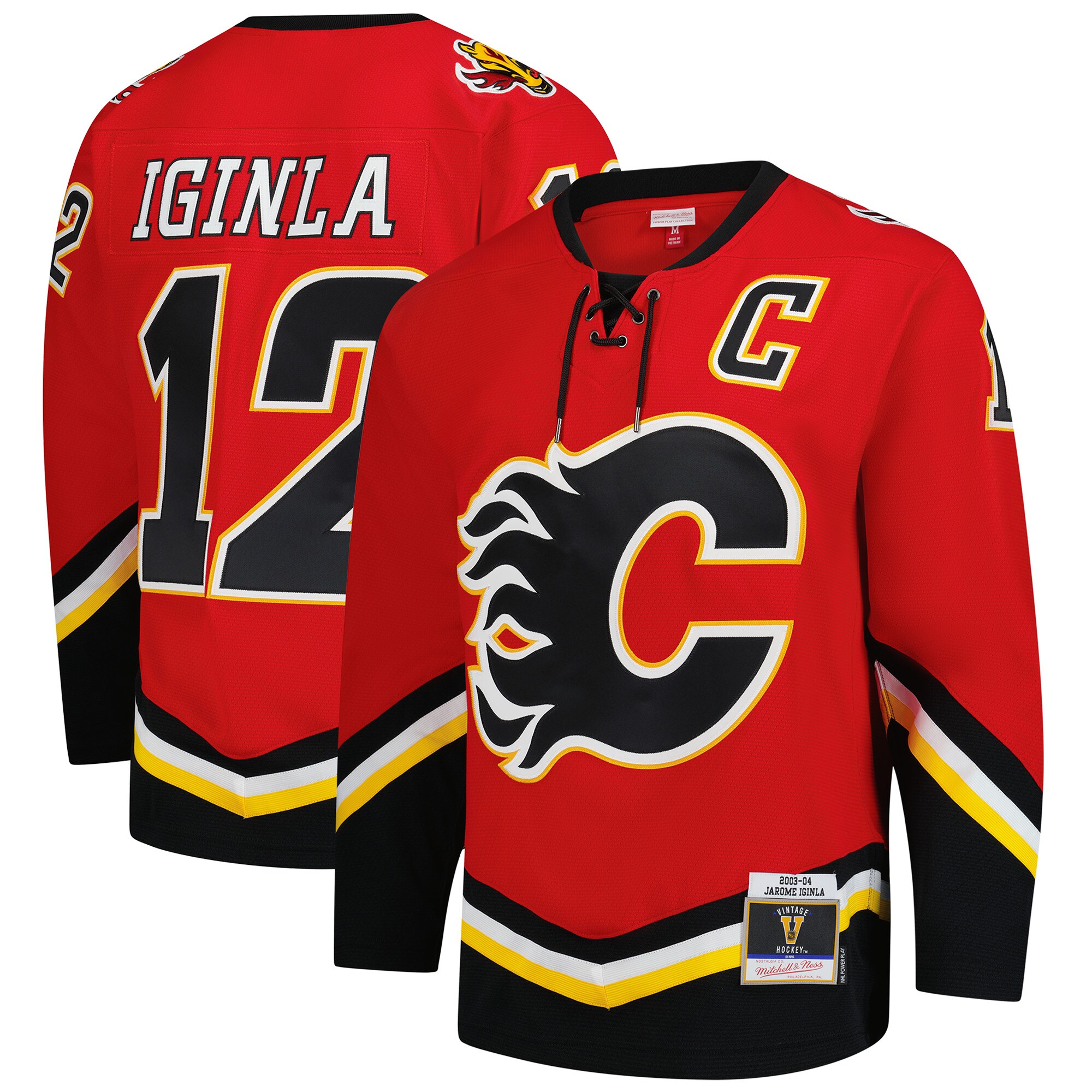Calgary Flames Jarome Iginla Mitchell Ness Red 2003-04 Power Play NHL Jersey Men's