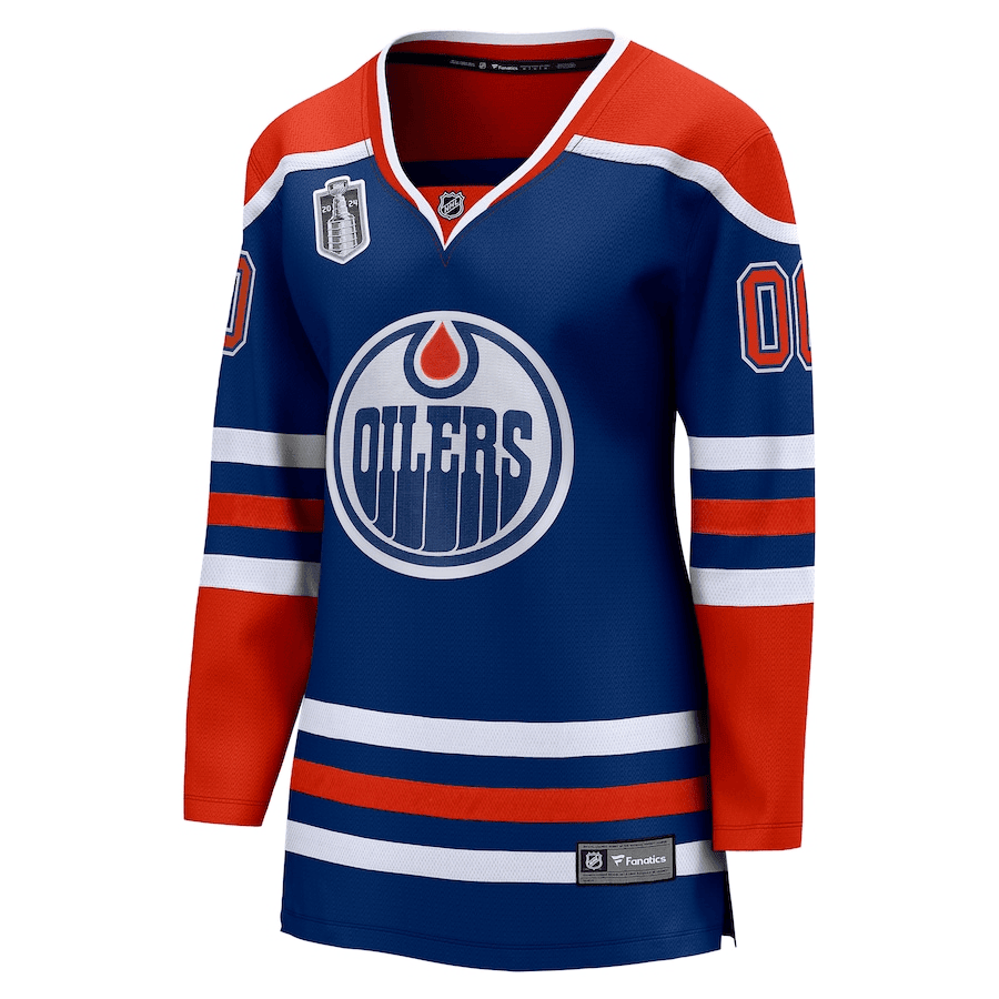 Edmonton Oilers 2024 Stanley Cup Final Home Breakaway Custom Name Royal, Women NHL Jersey Women's