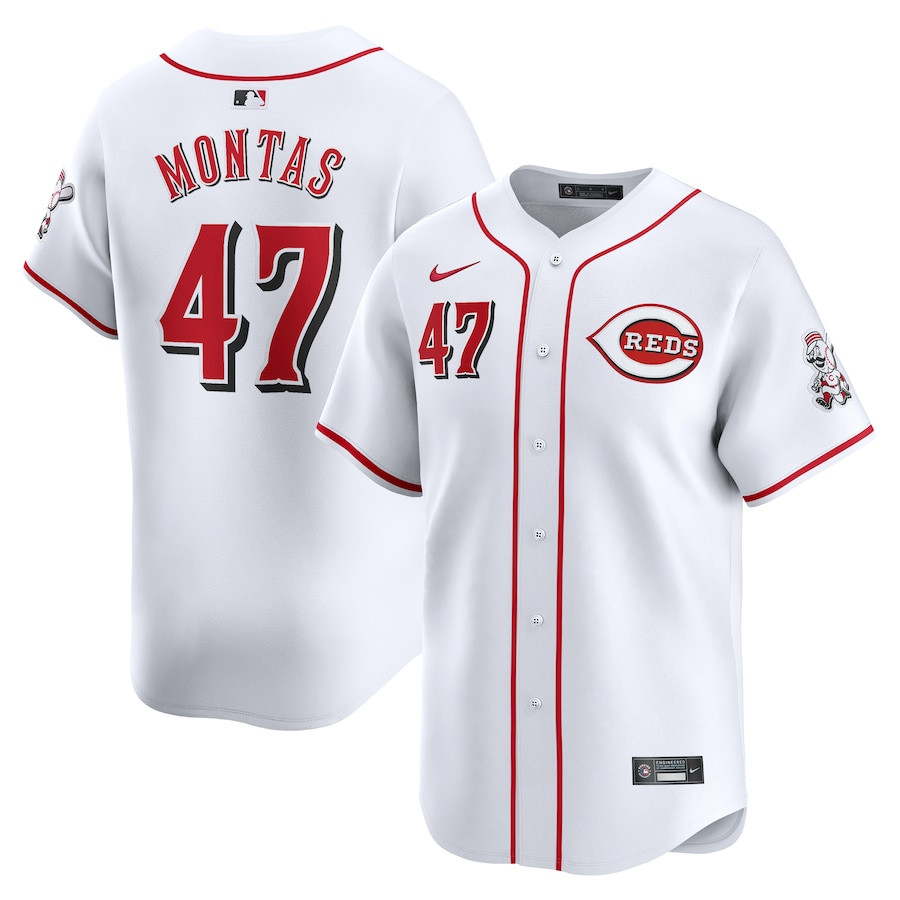 Frankie Montas 47 Cincinnati Reds Home Limited Player White MLB Jersey Men's