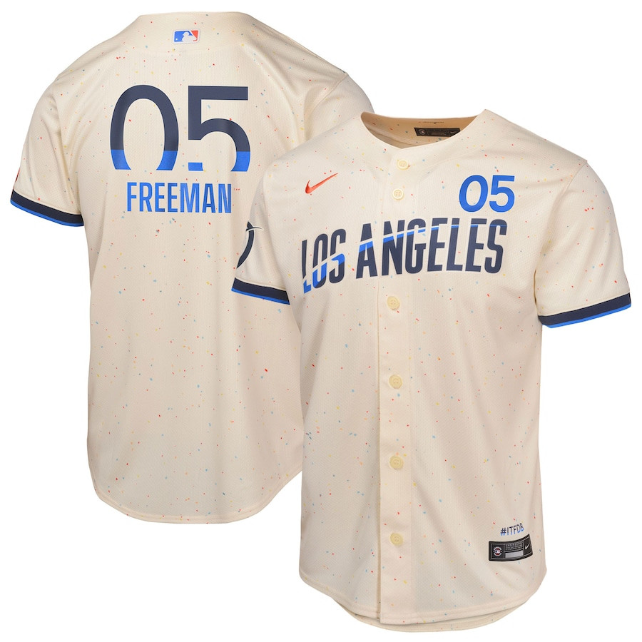 Freddie Freeman 5 Los Angeles Dodgers 2024 City Connect Limited Cream MLB Jersey Youth