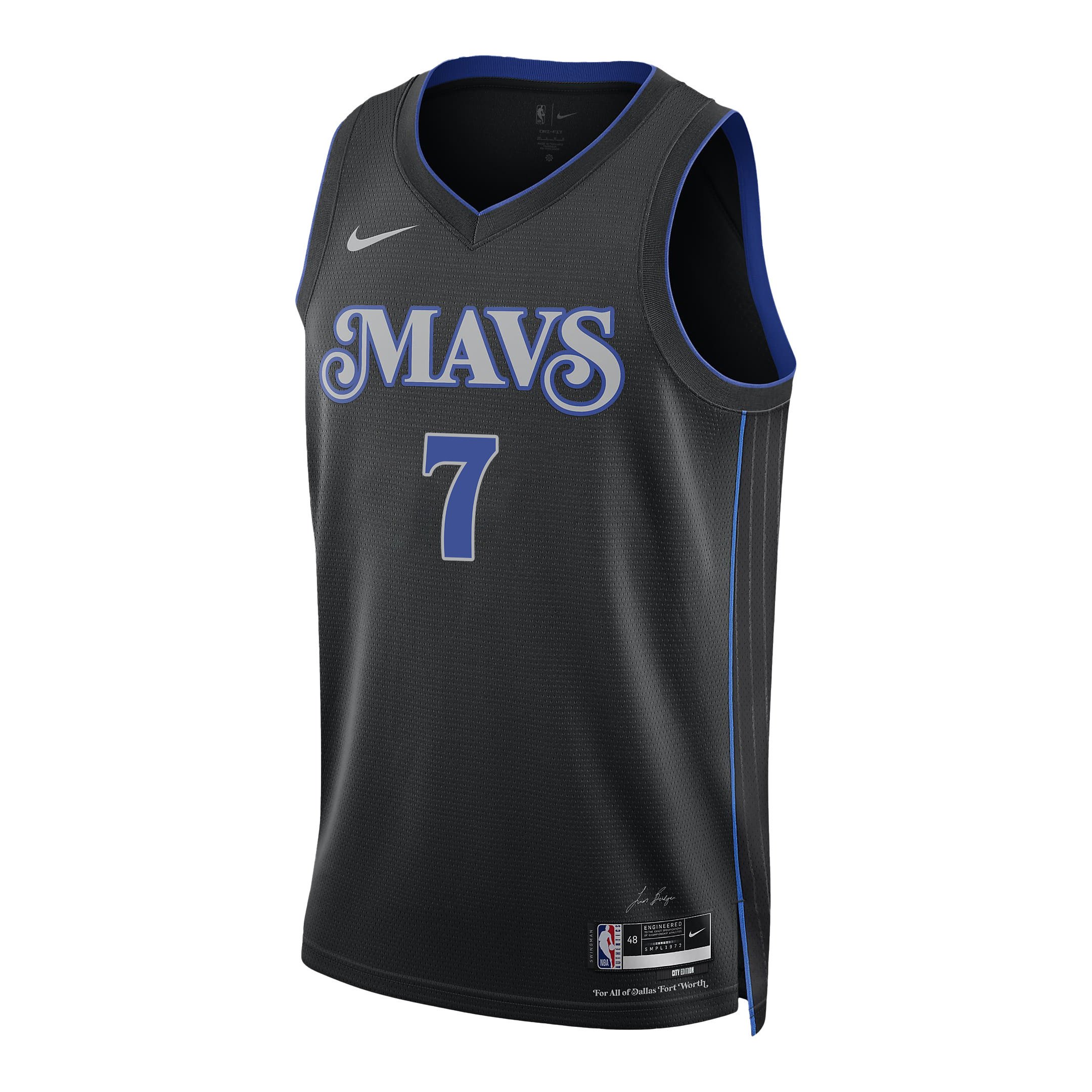 Dwight Powell 7 Dallas Mavericks 2024 FINALS PATCH Swingman City Edition Black NBA Jersey Men's