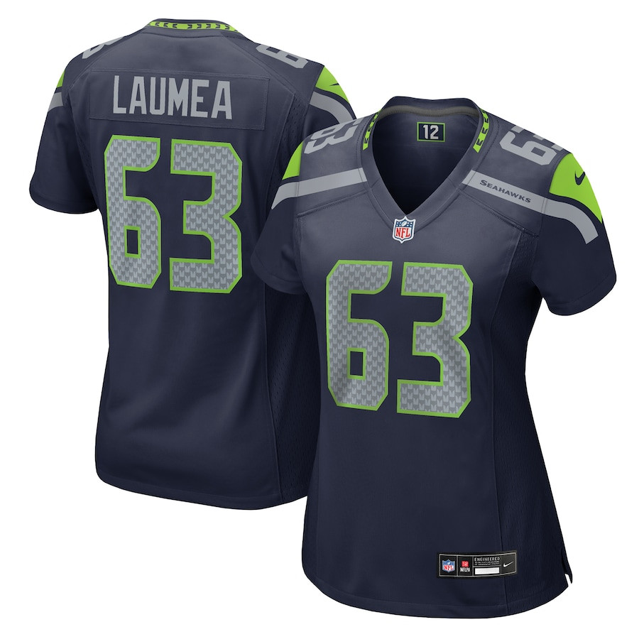 Sataoa Laumea 63 Seattle Seahawks Game College Navy NFL Jersey Women's