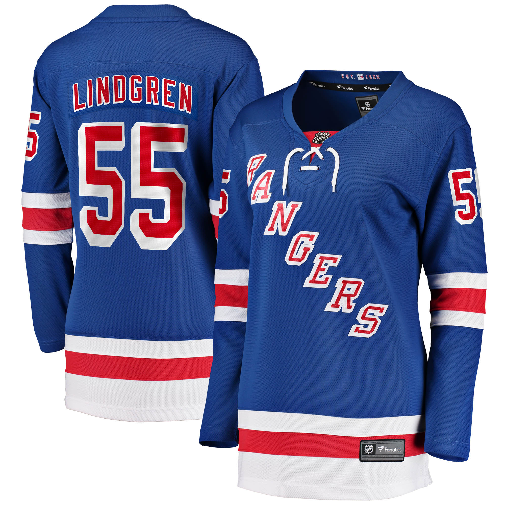 New York Rangers Ryan Lindgren Blue Home Breakaway NHL Jersey Women's