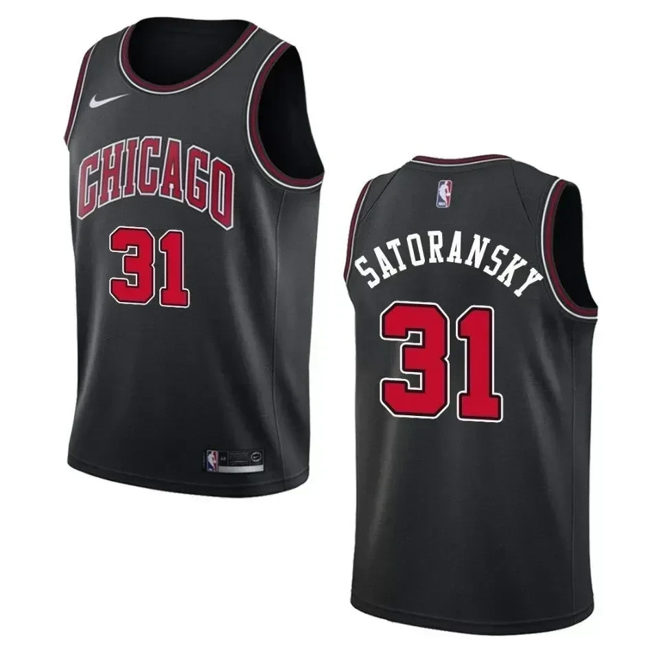 Chicago Bulls 31 Tomas Satoransky Statement Swingman Black NBA Jersey Men's