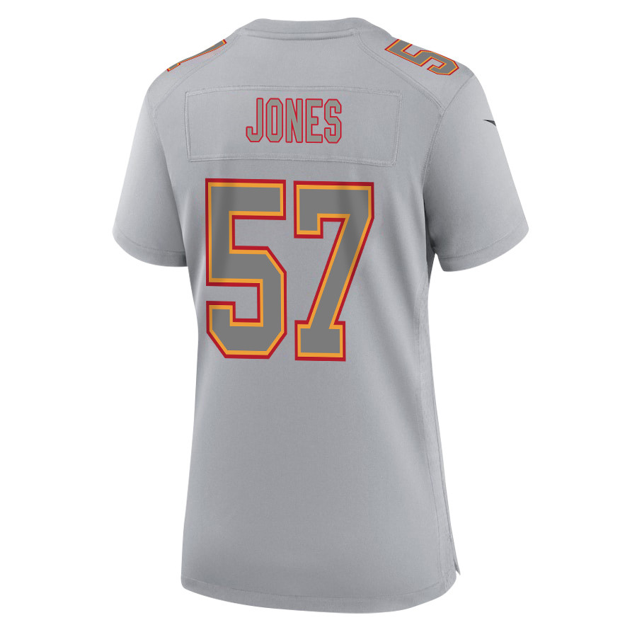 Truman Jones 57 Kansas City Chiefs Super Bowl LVIII Champions 4X Atmosphere Fashion Game Gray NFL Jersey Women's