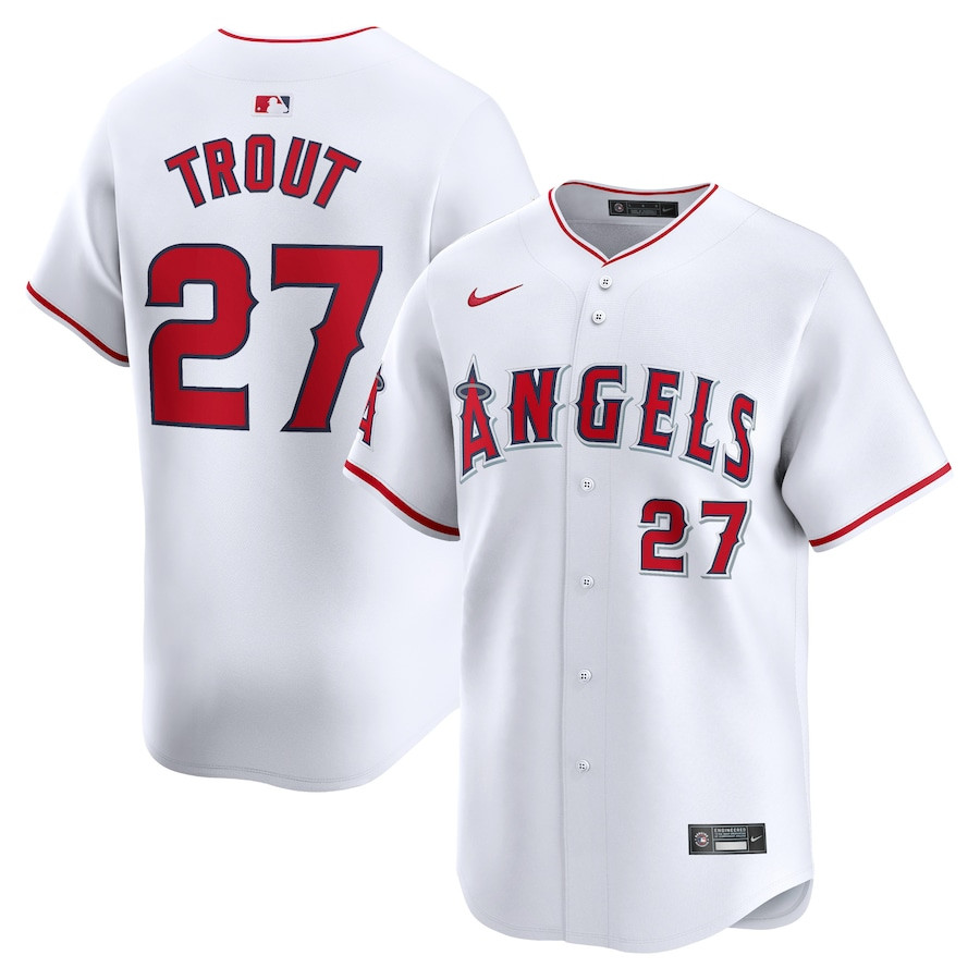 Mike Trout 27 Los Angeles Angels Home Limited Player White MLB Jersey Men's