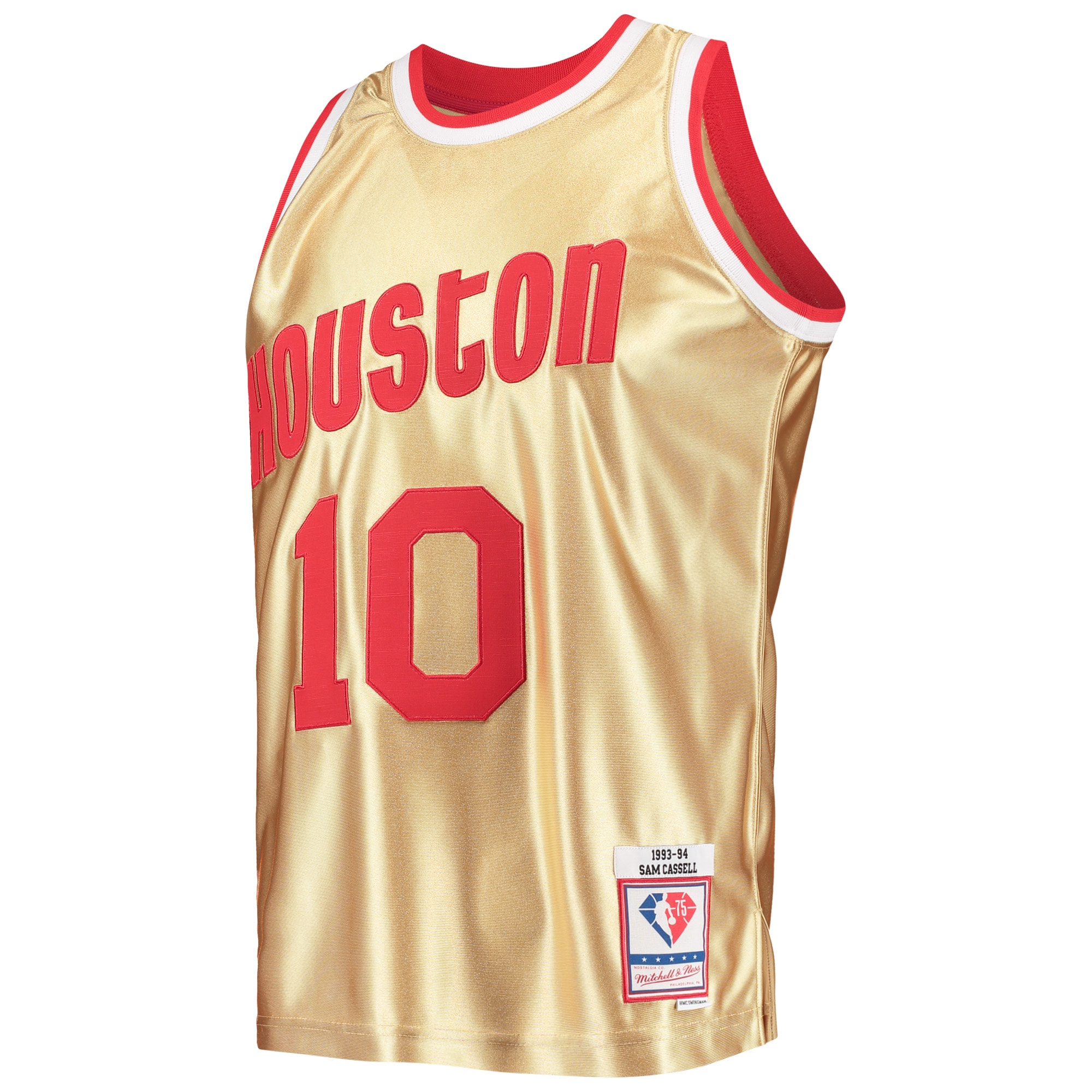 Mitchell Ness Sam Cassell Gold Houston Rockets 75th Anniversary 1993/94 Hardwood Classics Swingman NBA Jersey Men's