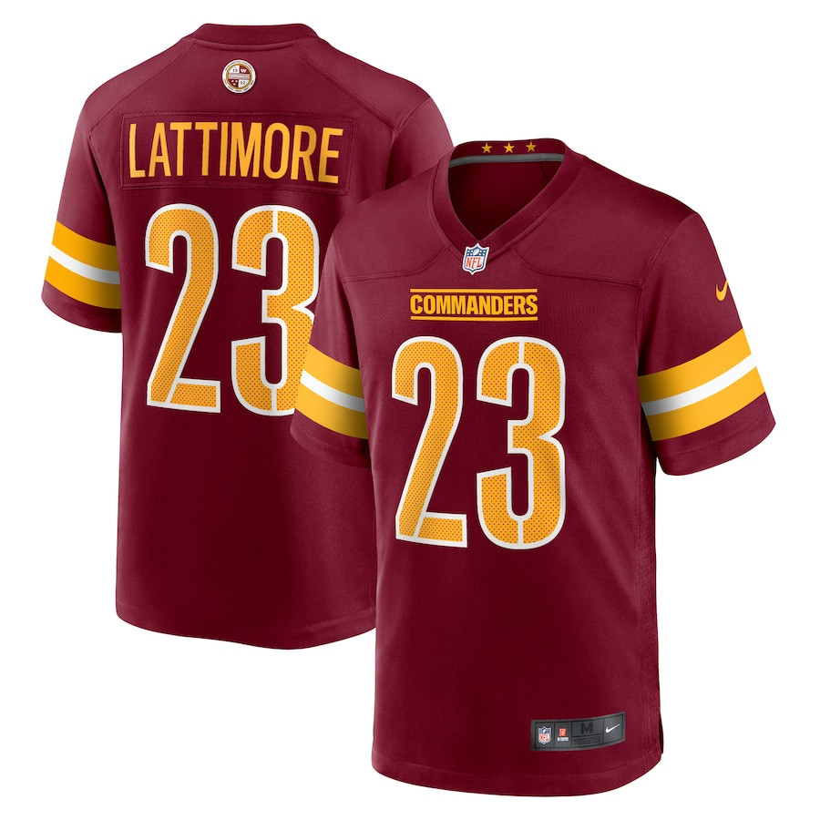 Marshon Lattimore 23 Washington Commanders Game Burgundy NFL Jersey Men's