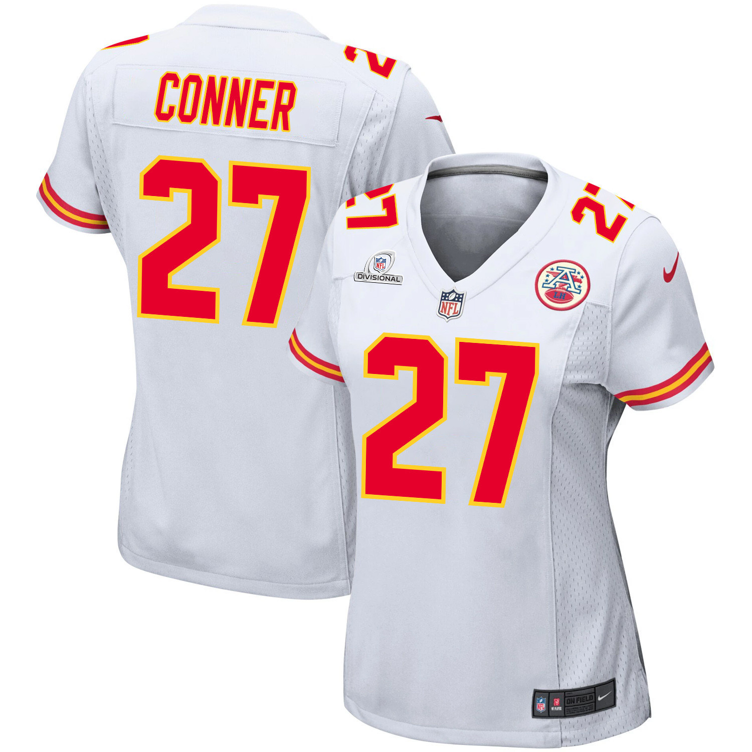 Chamarri Conner 27 Kansas City Chiefs Super Bowl LVIII Patch Game White NFL Jersey Women's
