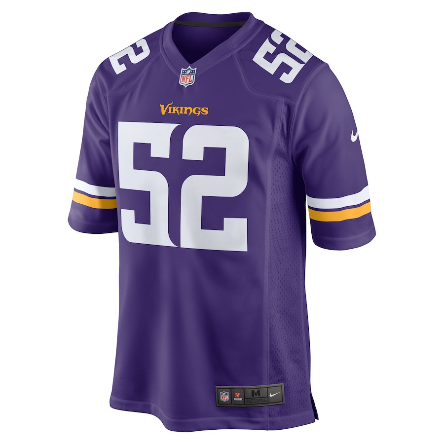 Jihad Ward 52 Minnesota Vikings Team Game Purple NFL Jersey Men's