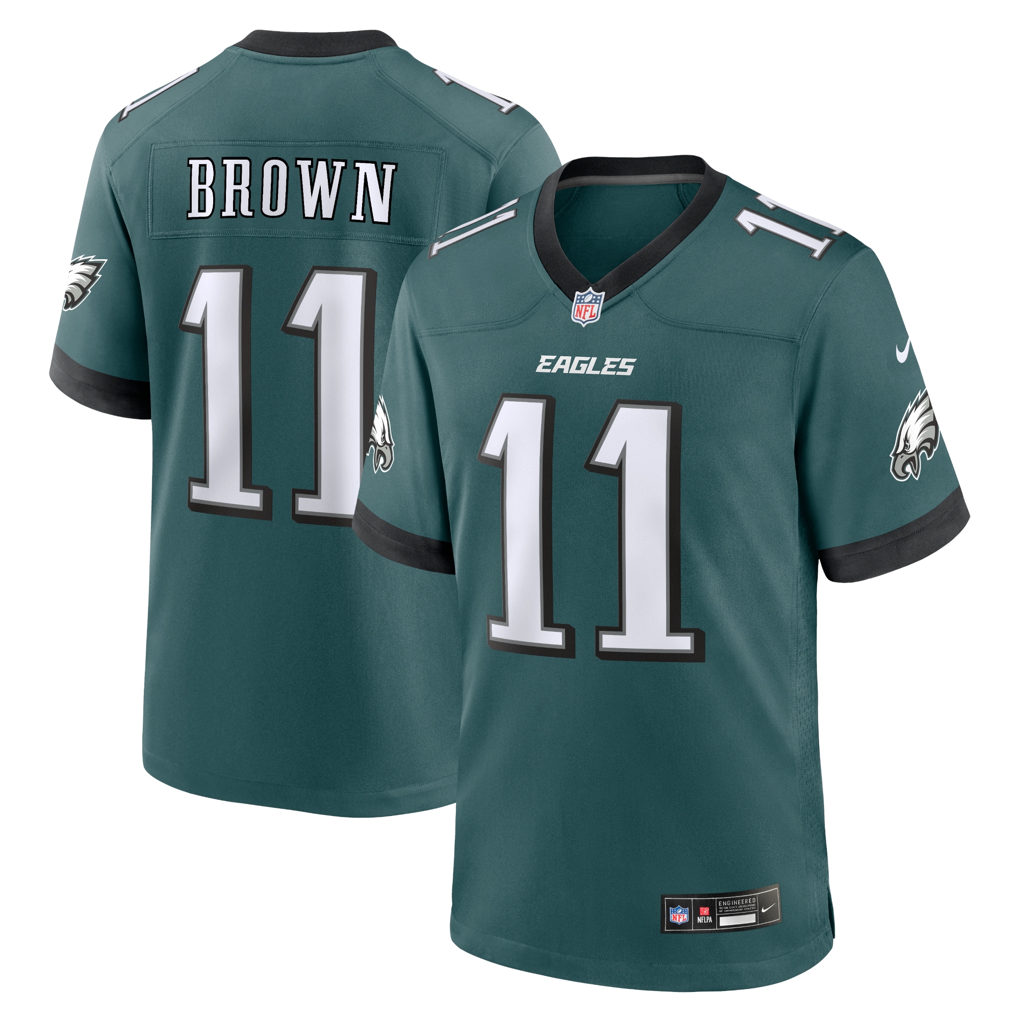 Philadelphia Eagles A.J. Brown Midnight Green Team Game NFL Jersey Men's