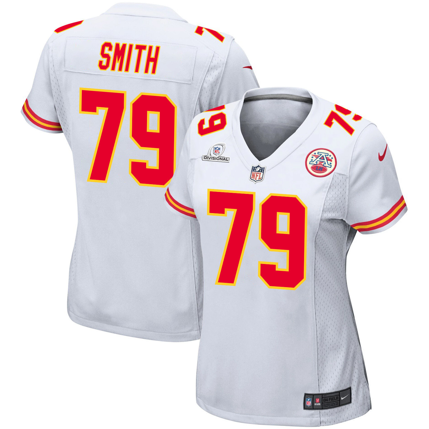 Donovan Smith 79 Kansas City Chiefs Super Bowl LVIII Patch Game White NFL Jersey Women's