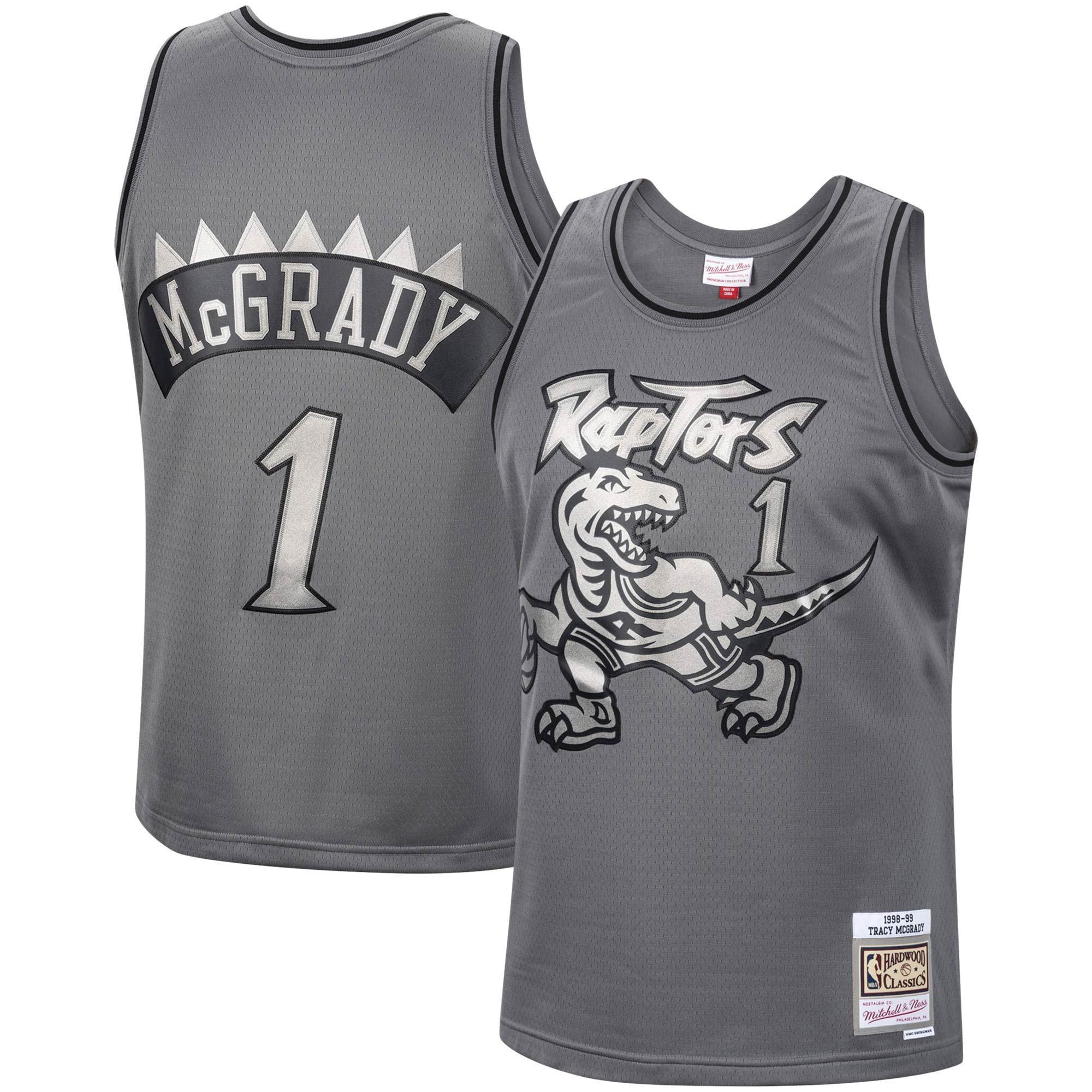 Tracy Mcgrady Toronto Raptors Mitchell Ness Hardwood Classics Retired Player 1998/99 Metal Works Swingman ??Charcoal NBA Jersey Men's