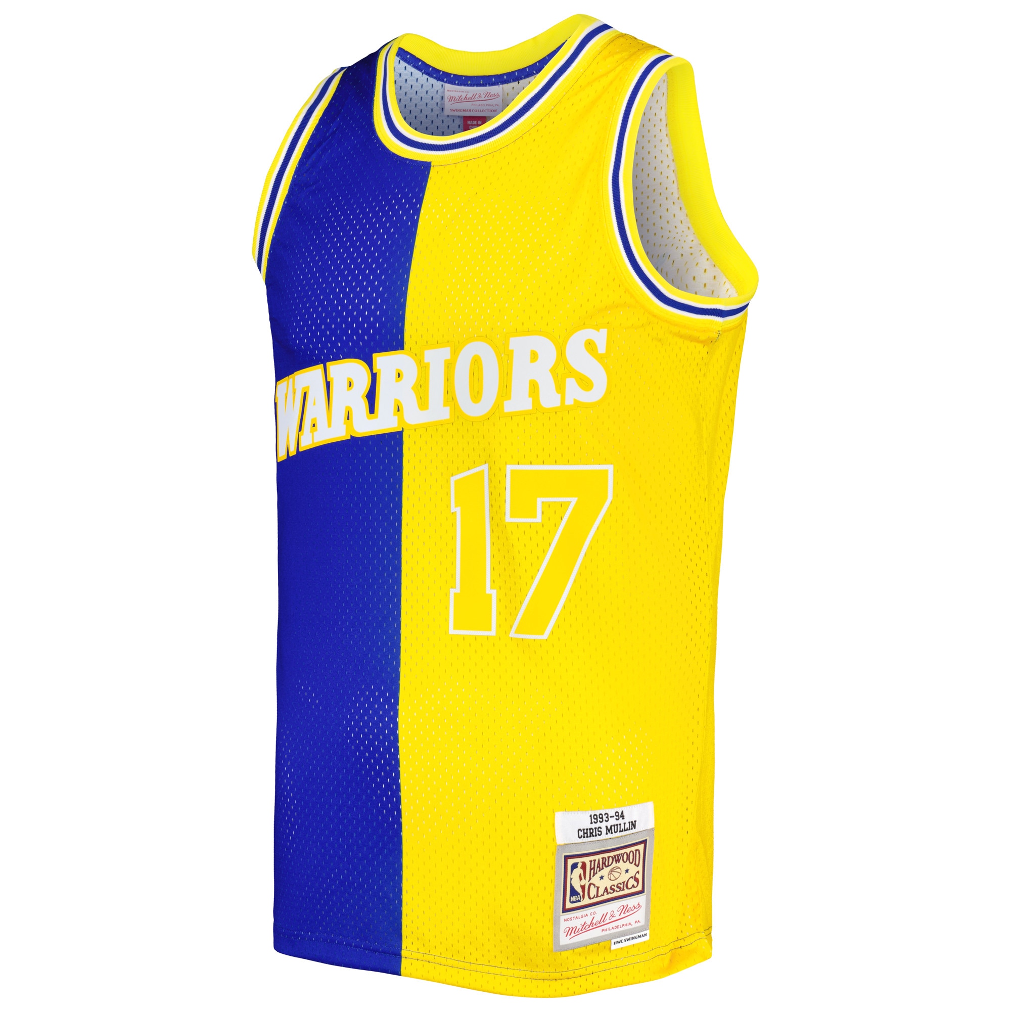Mitchell Ness Chris Mullin Royal/Gold Golden State Warriors Hardwood Classics 1993/94 Split Swingman NBA Jersey Men's