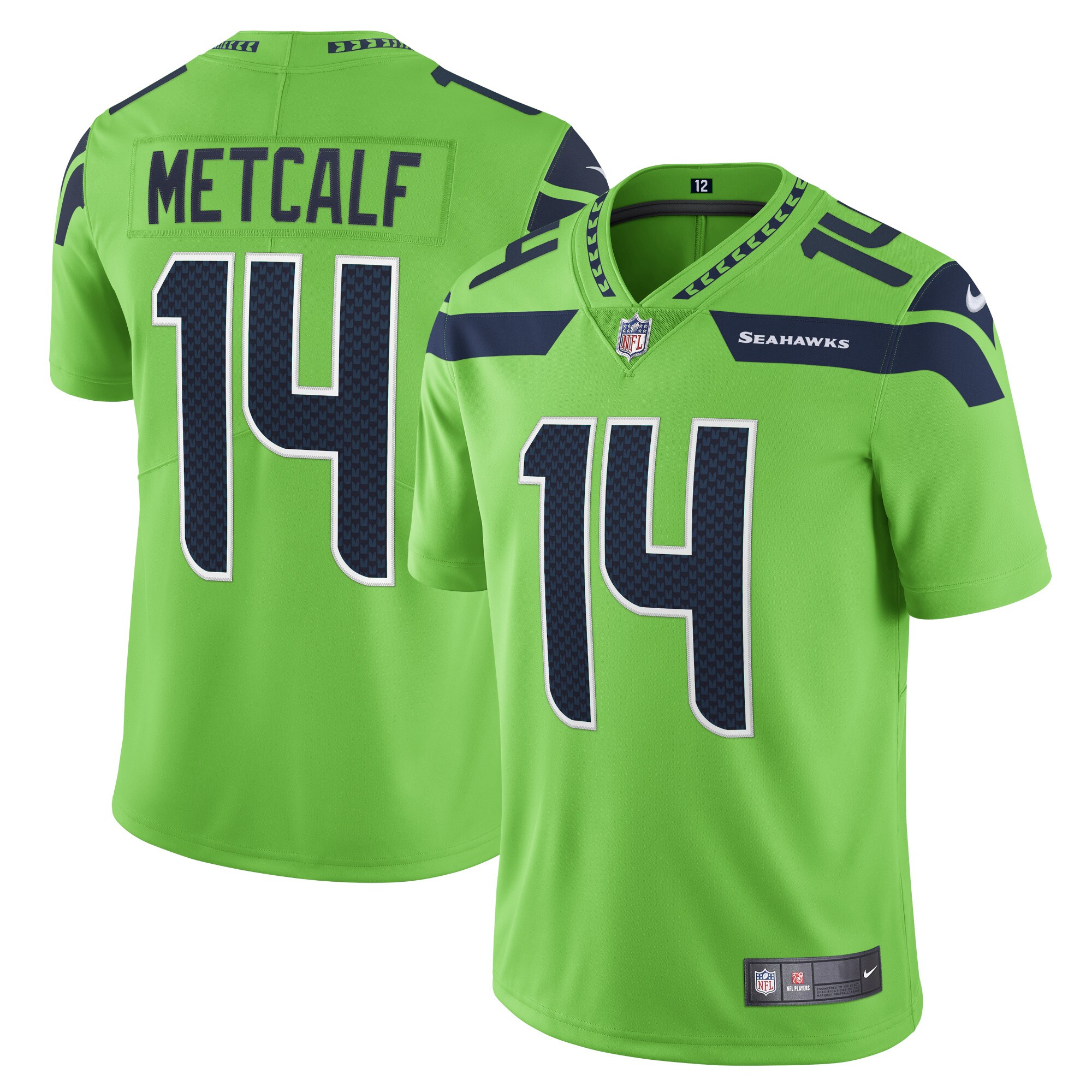 Seattle Seahawks DK Metcalf Neon Green Vapor Limited Player NFL Jersey Men's