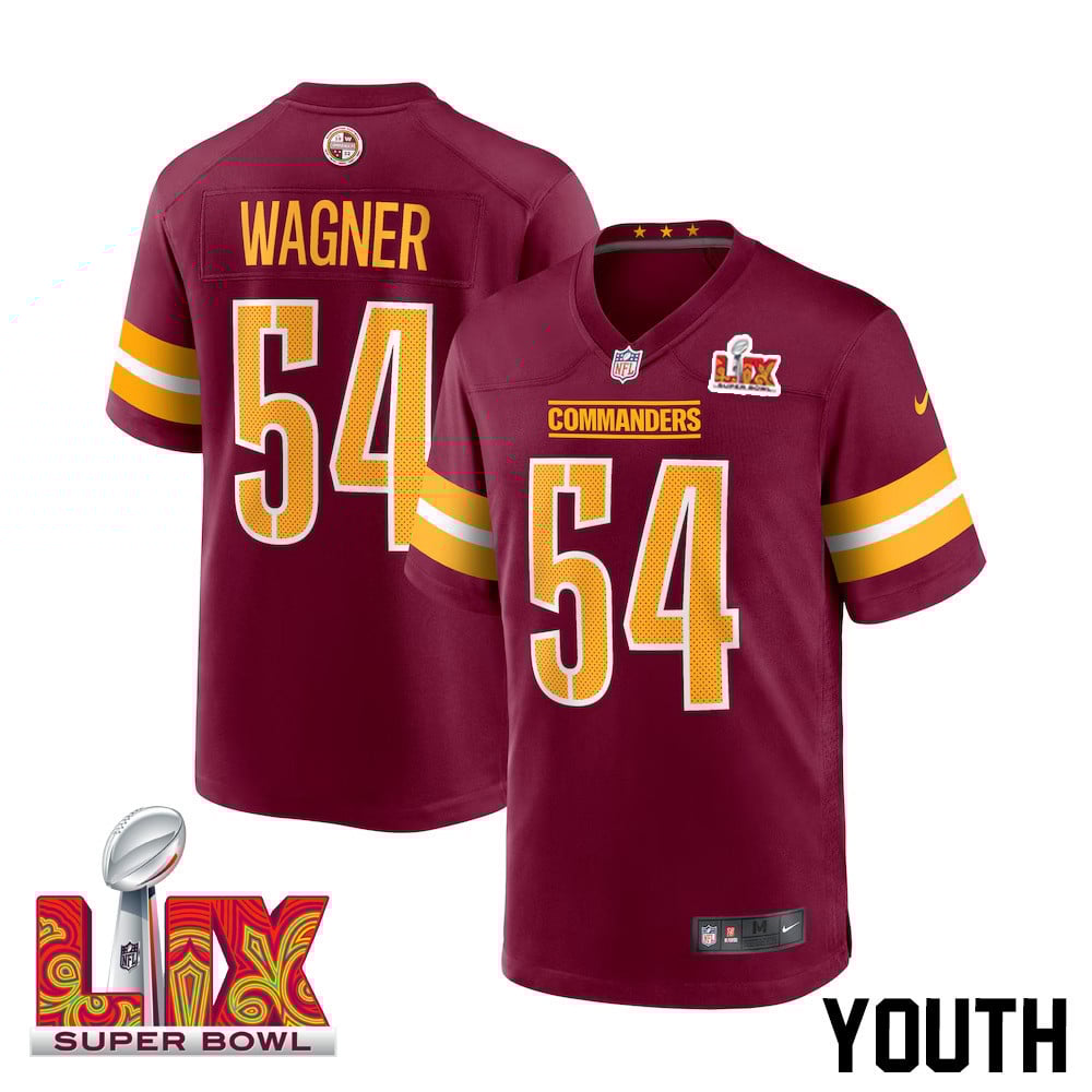 Bobby Wagner #54 Washington Commanders Super Bowl LIX Burgundy NFL Jersey Youth
