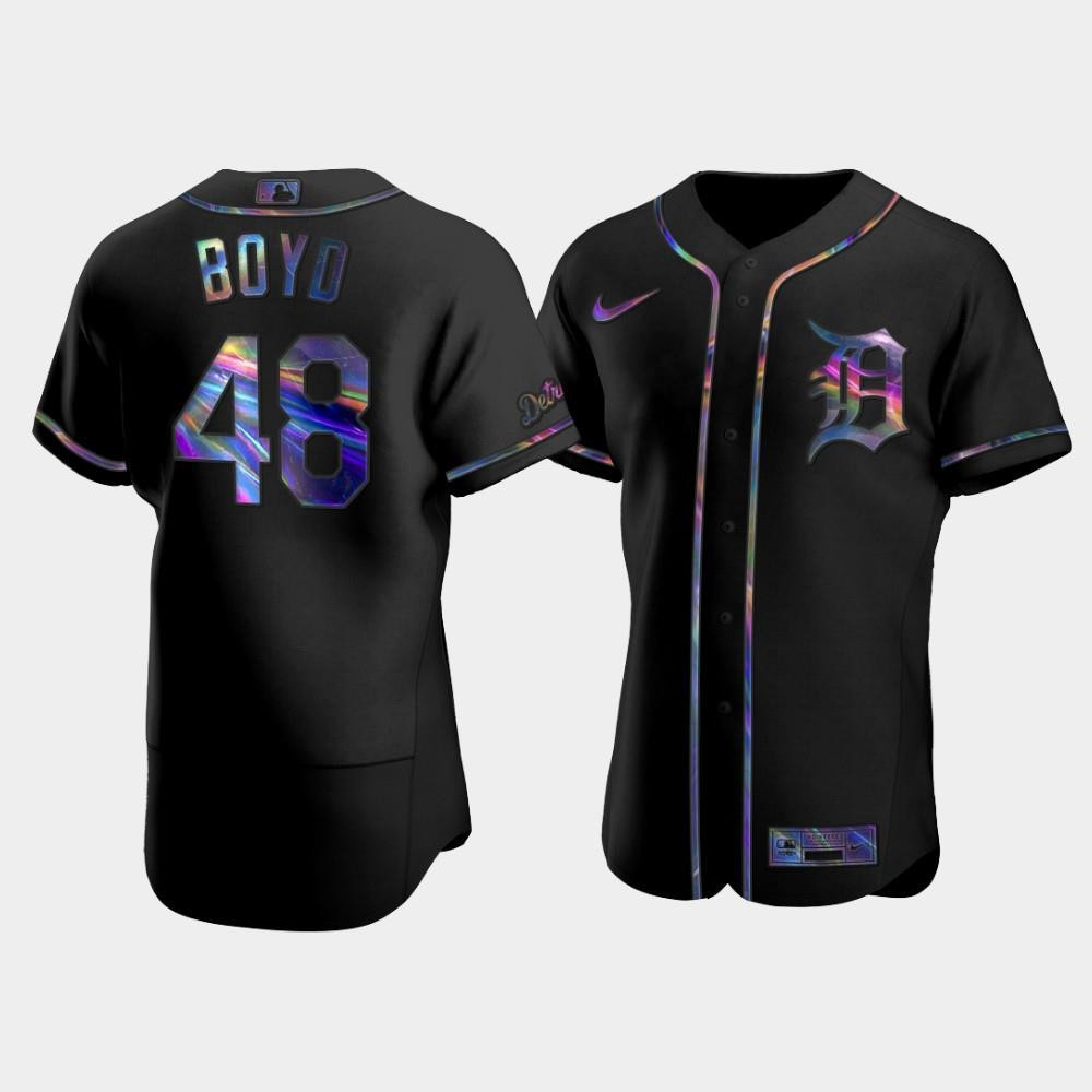 Detroit Tigers Matthew Boyd 48 Black Golden Edition Holographic MLB Jersey Men's