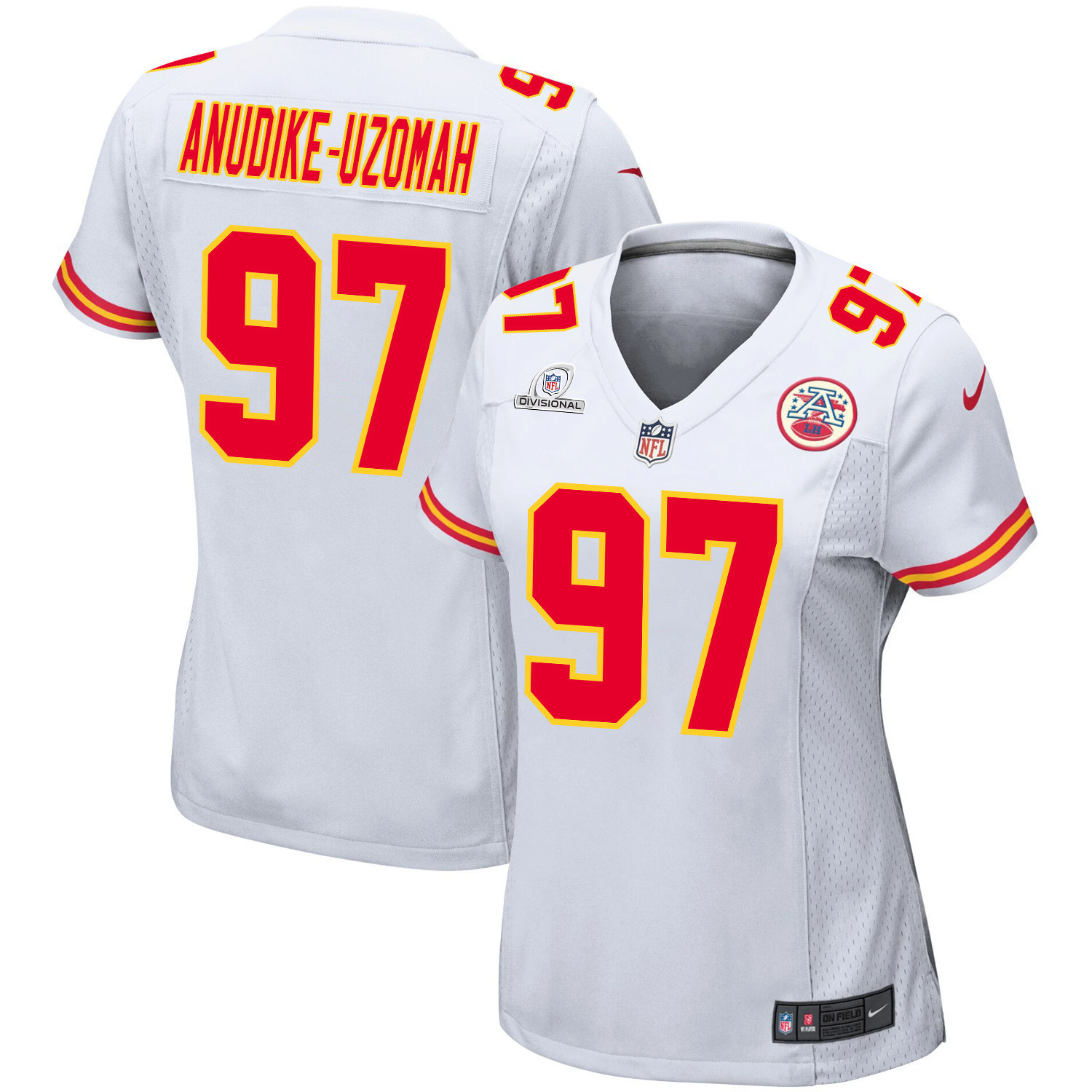 Felix Anudike-Uzomah 97 Kansas City Chiefs Super Bowl LVIII Patch Game White NFL Jersey Women's