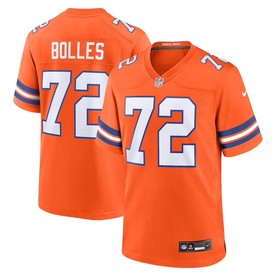 Garrett Bolles 72 Denver Broncos Mile High Collection 1977 Throwback Player Game Orange NFL Jersey Men's