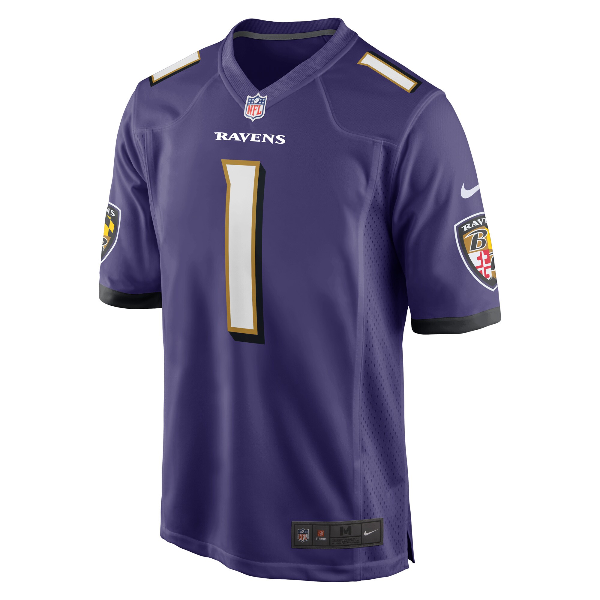 Baltimore Ravens Number 1 Groom Purple Game NFL Jersey Men's