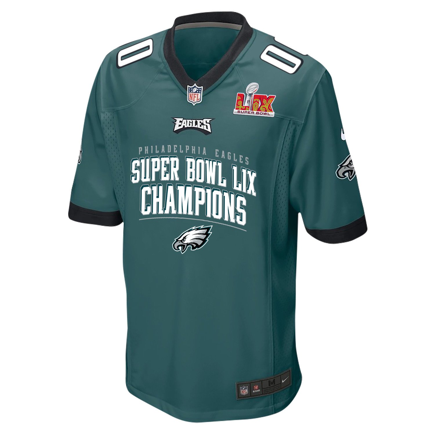 Philadelphia Eagles Super Bowl LIX Champions V2 Game Custom Midnight Green NFL Jersey Men's