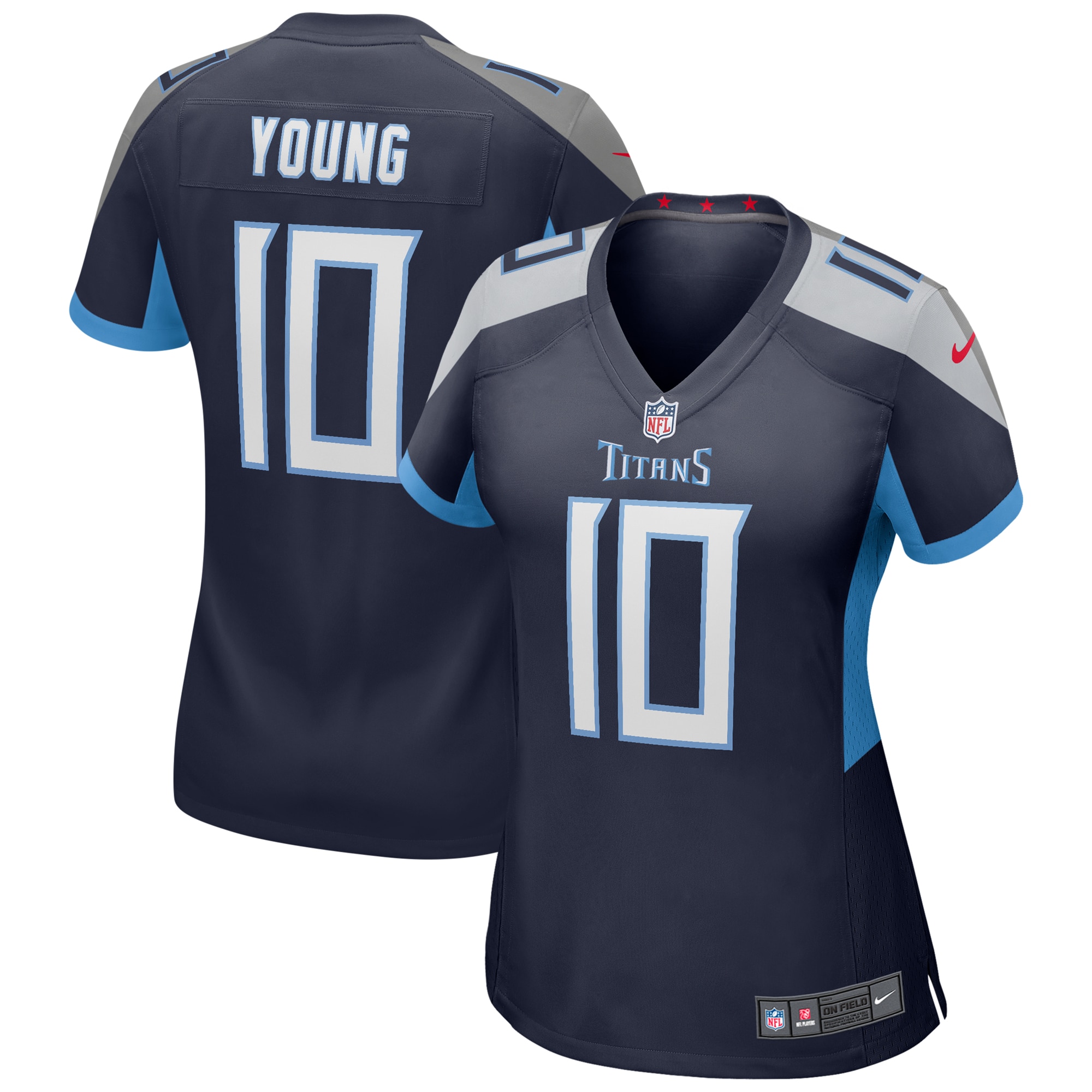 Tennessee Titans Vince Young Navy Game Retired Player NFL Jersey Women's