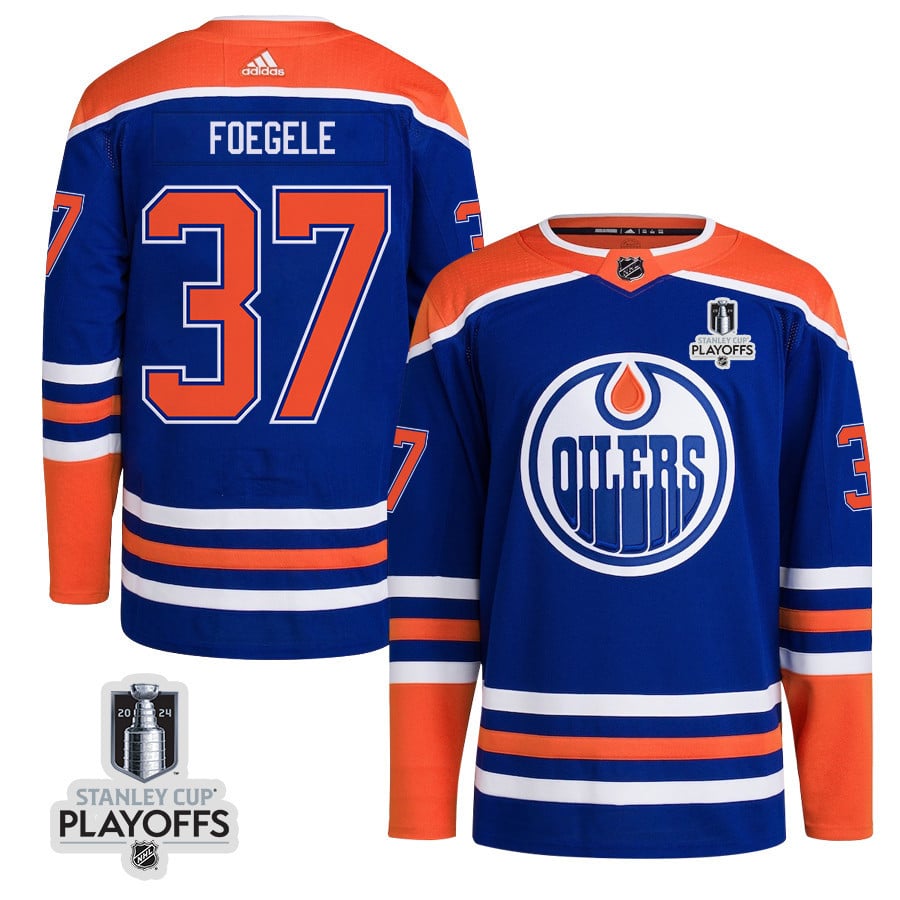 Warren Foegele 37 Edmonton Oilers 2024 Playoffs Patch Home Men NHL Jersey Men's