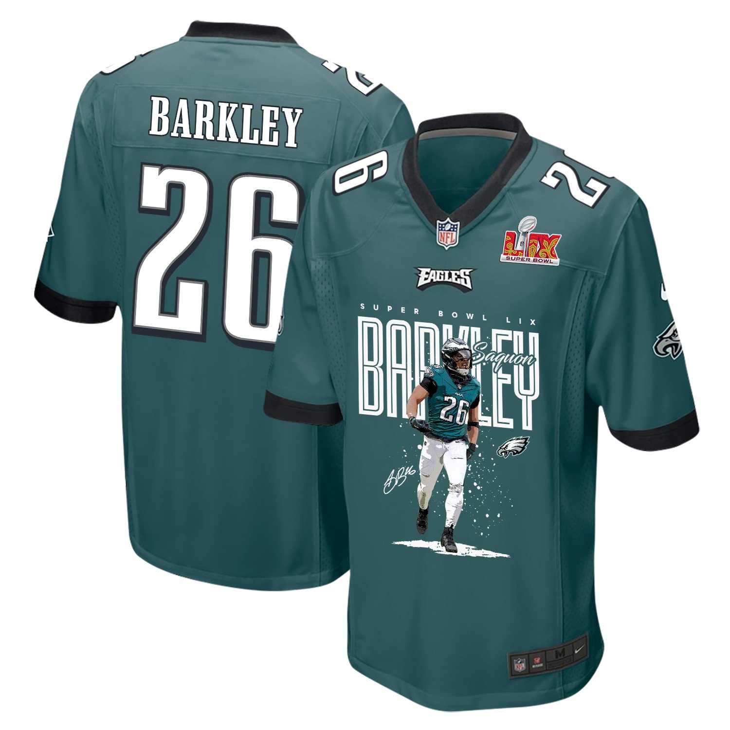 Saquon Barkley 26 Philadelphia Eagles Goodness Saquon' Game Midnight Green NFL Jersey Men's