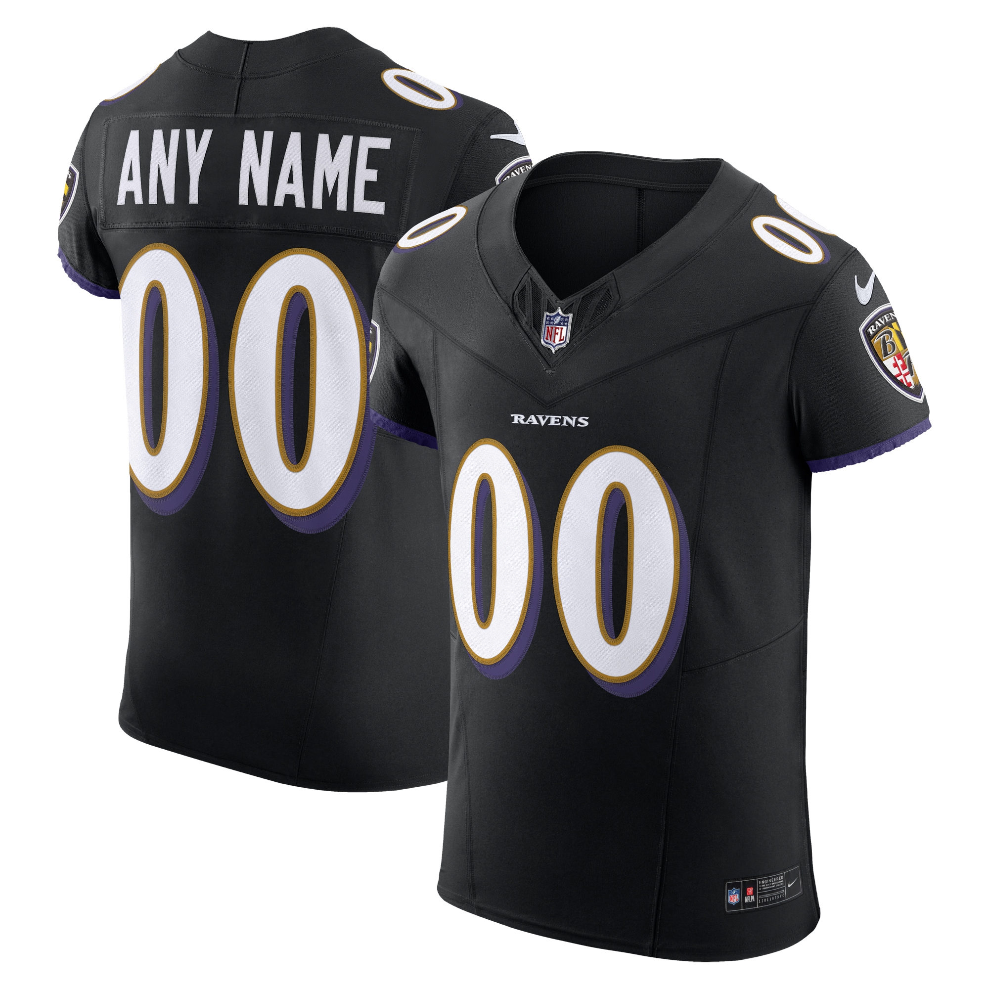 Baltimore Ravens Black Vapor F.U.S.E. Elite Custom NFL Jersey Men's