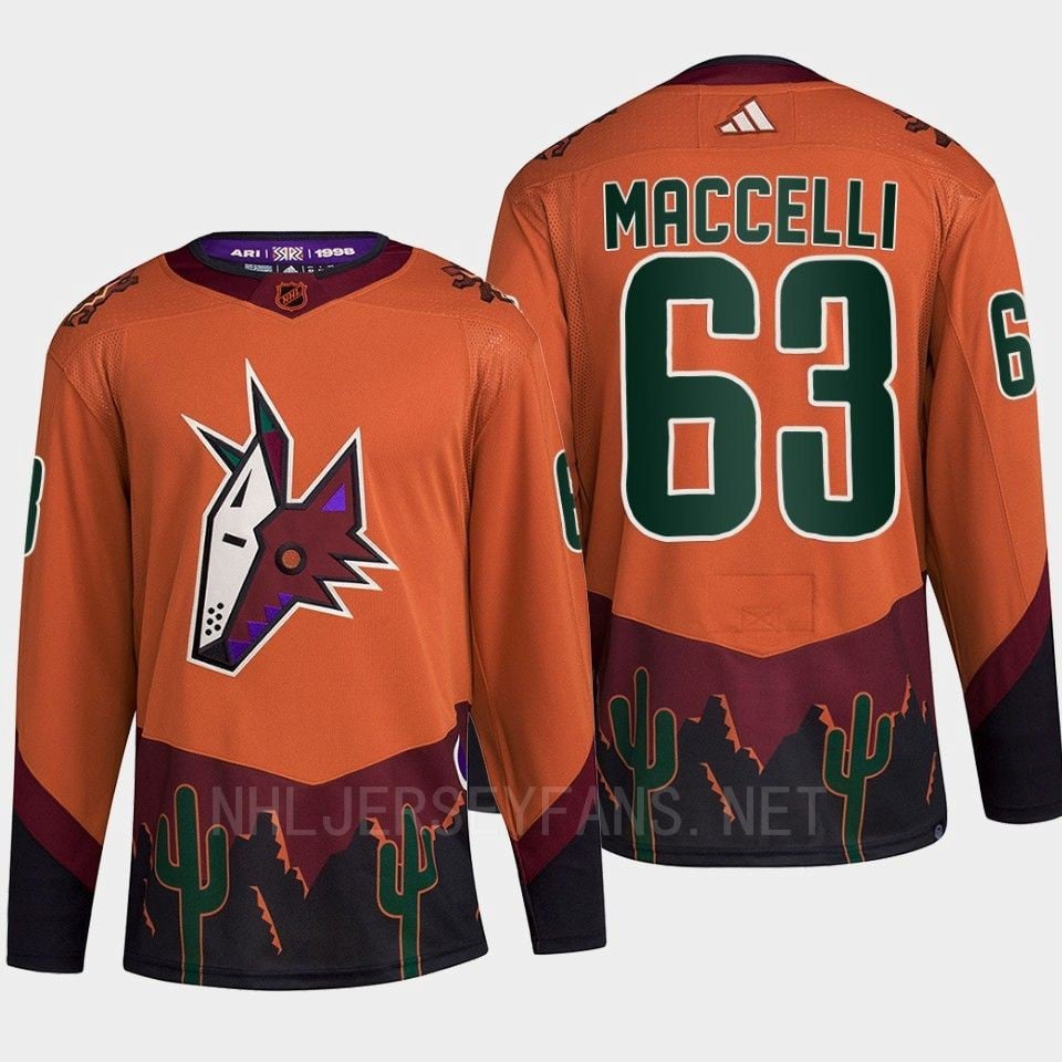 Arizona Coyotes 2022 Reverse Retro 2.0 Matias Maccelli 63 Orange Primegreen NHL Jersey Men's