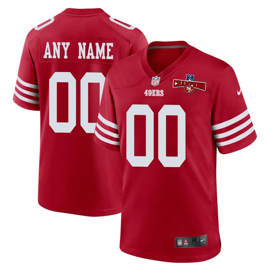 San Francisco 49ers NFC Champions Patch Game Custom Scarlet NFL Jersey Men's