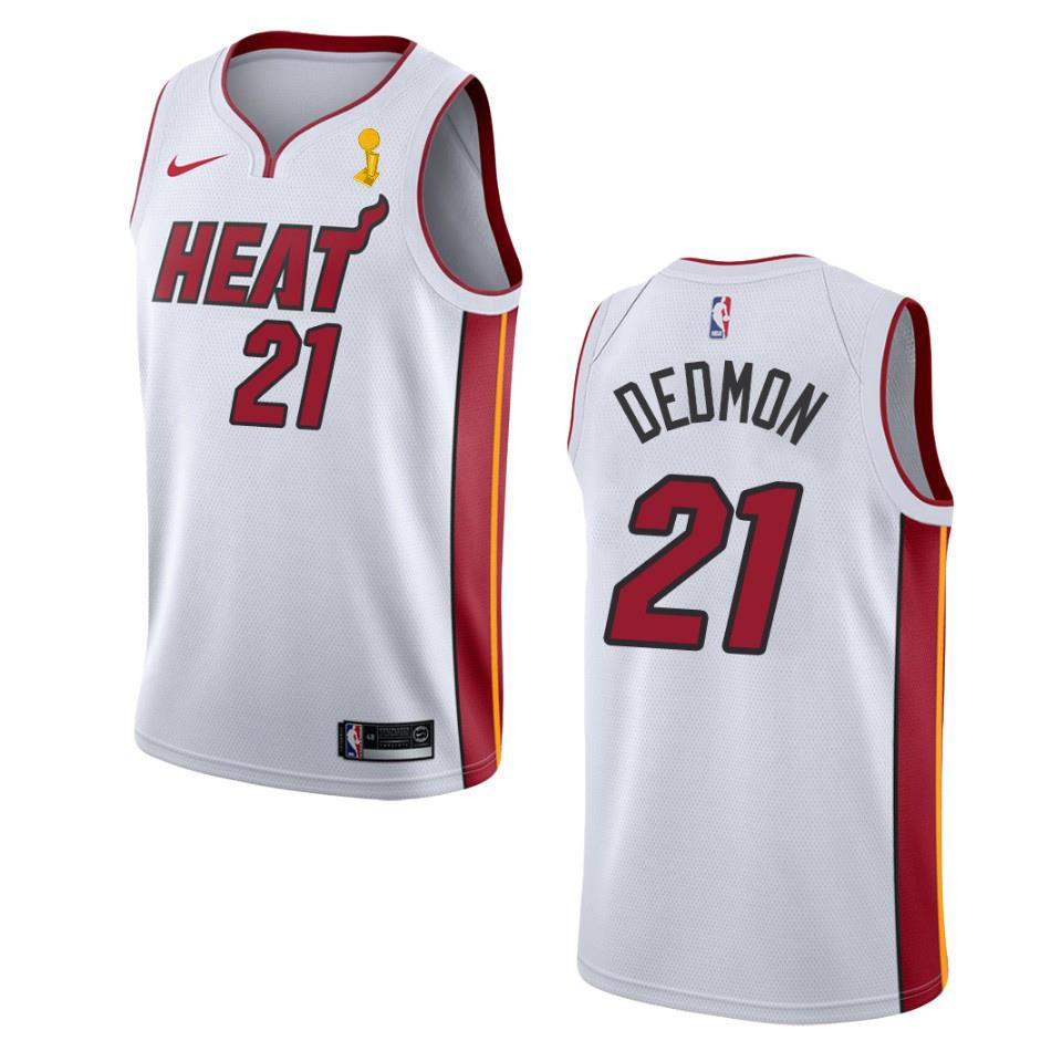 Miami Heat Dewayne Dedmon 21 Champions Cup 2023 Patch White NBA Jersey Men's