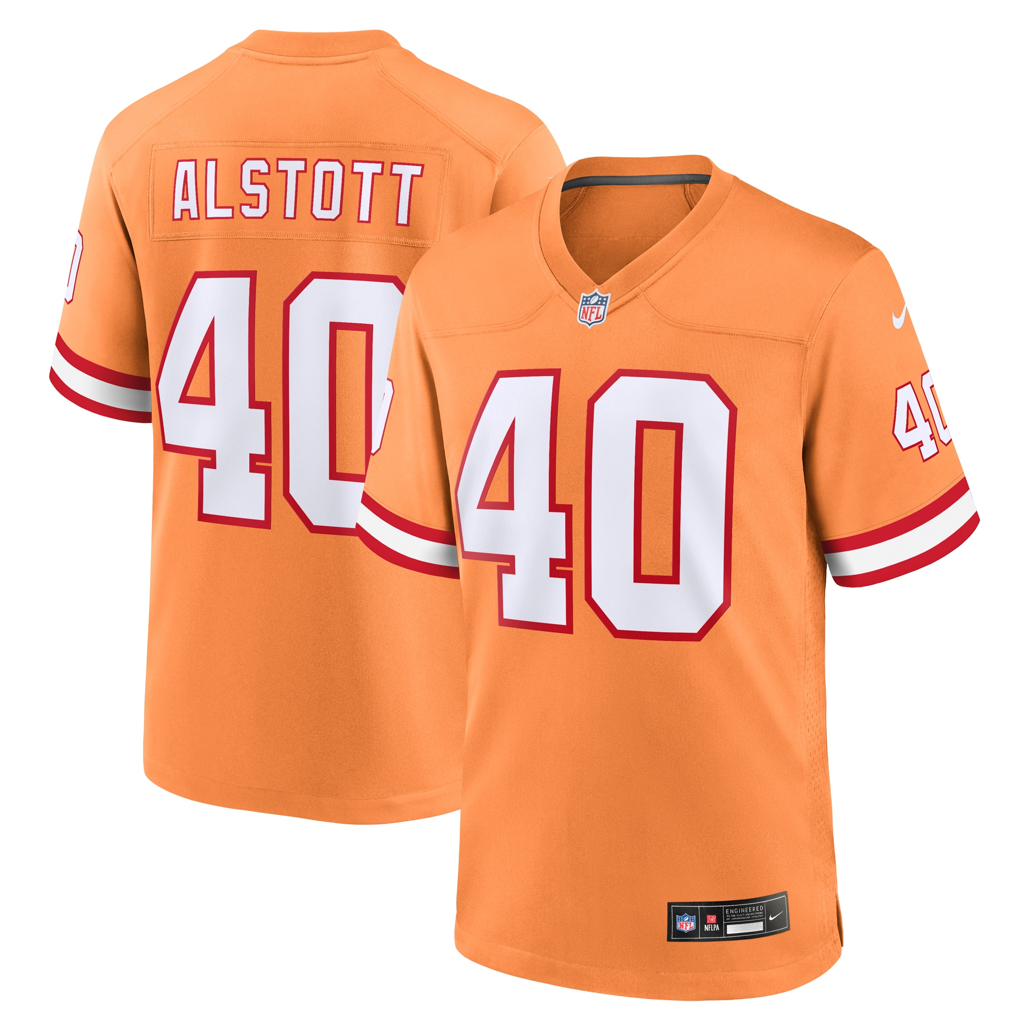 Tampa Bay Buccaneers Mike Alstott Orange Throwback Game NFL Jersey Men's
