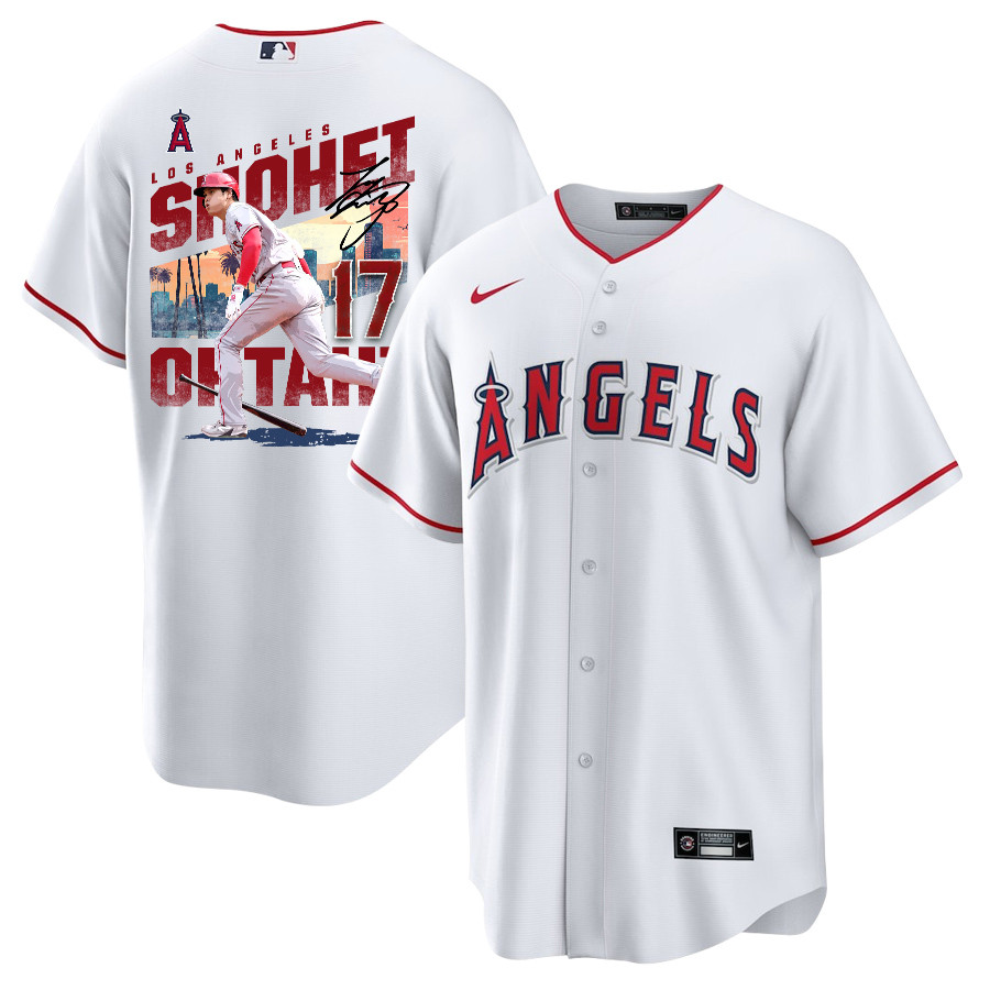 Shohei Ohtani 17 Los Angeles Angels Signed City 2023 Home Player White MLB Jersey Men's