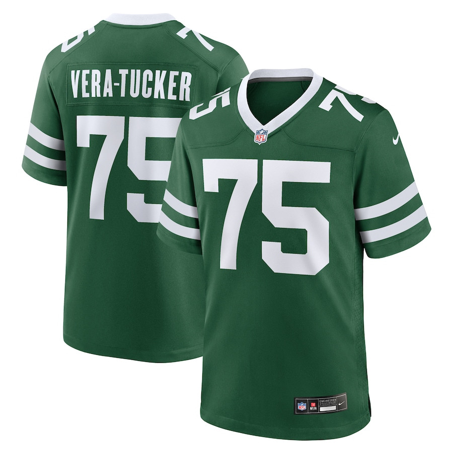 Alijah Vera-Tucker 75 New York Jets Team Game Legacy Green NFL Jersey Men's