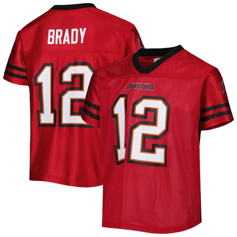 Tom Brady 12 Tampa Bay Buccaneers Game Red NFL Jersey Youth