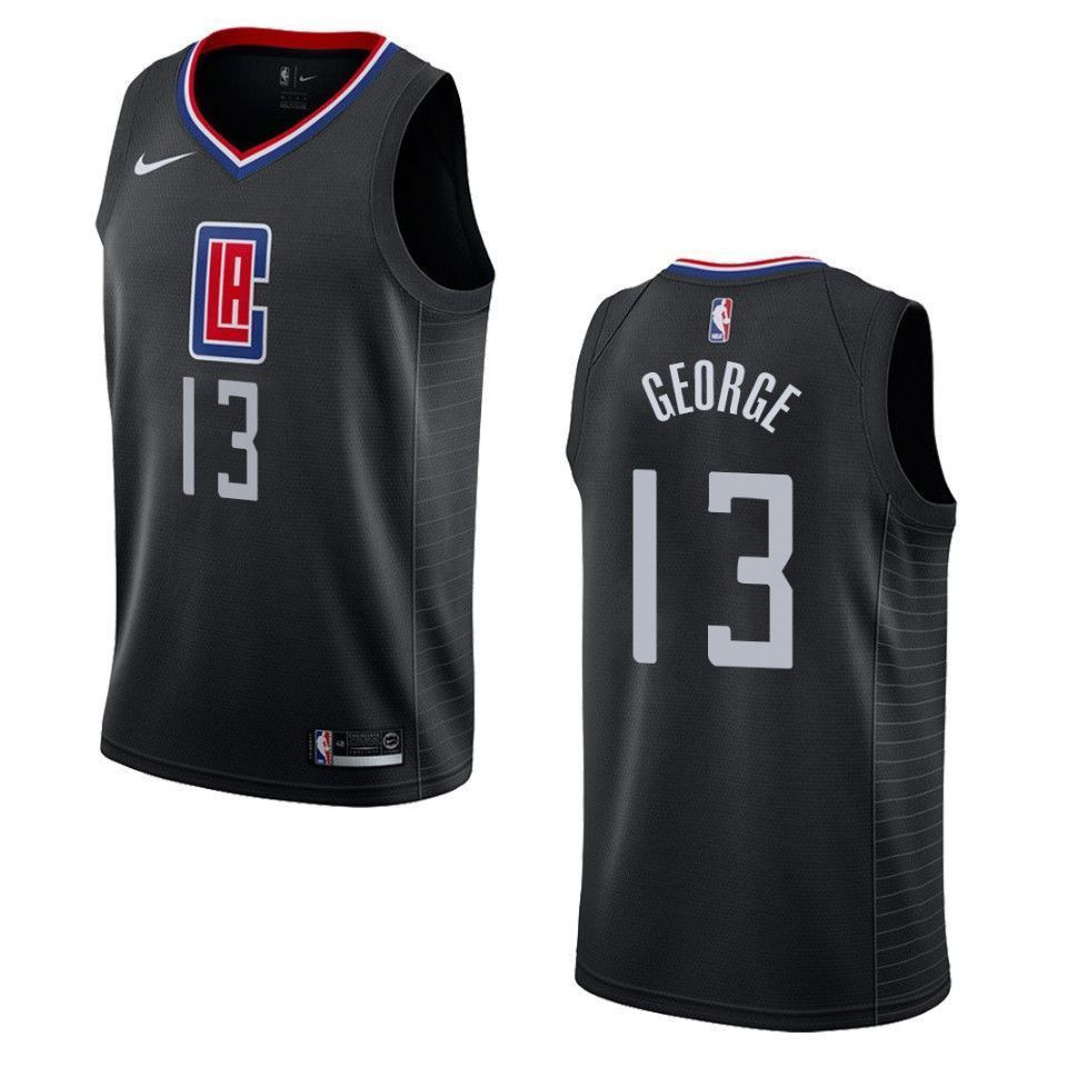 Los Angeles Clippers 13 Paul George Statement Swingman Black NBA Jersey Men's