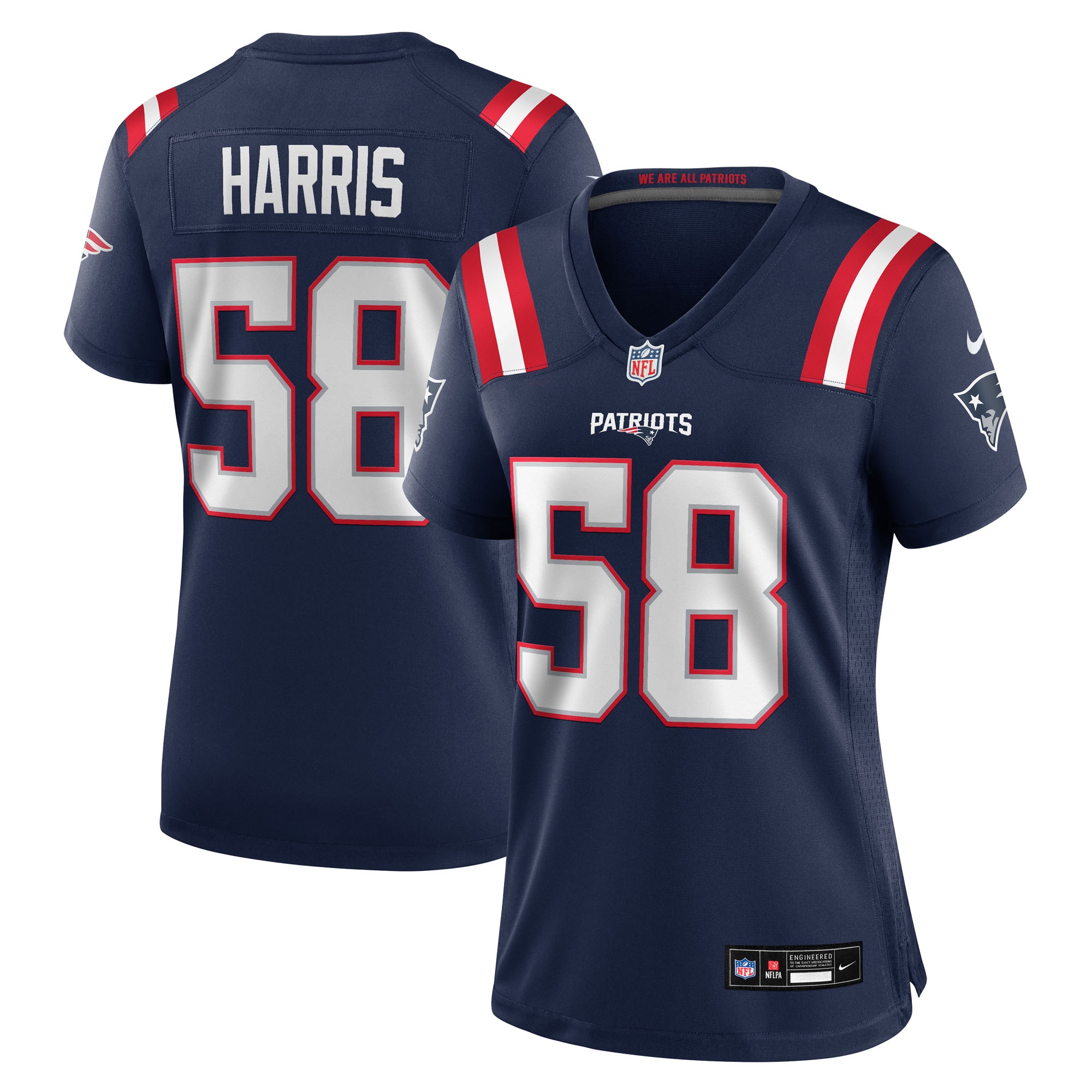 New England Patriots Marcus Harris Navy Team Game NFL Jersey Women's