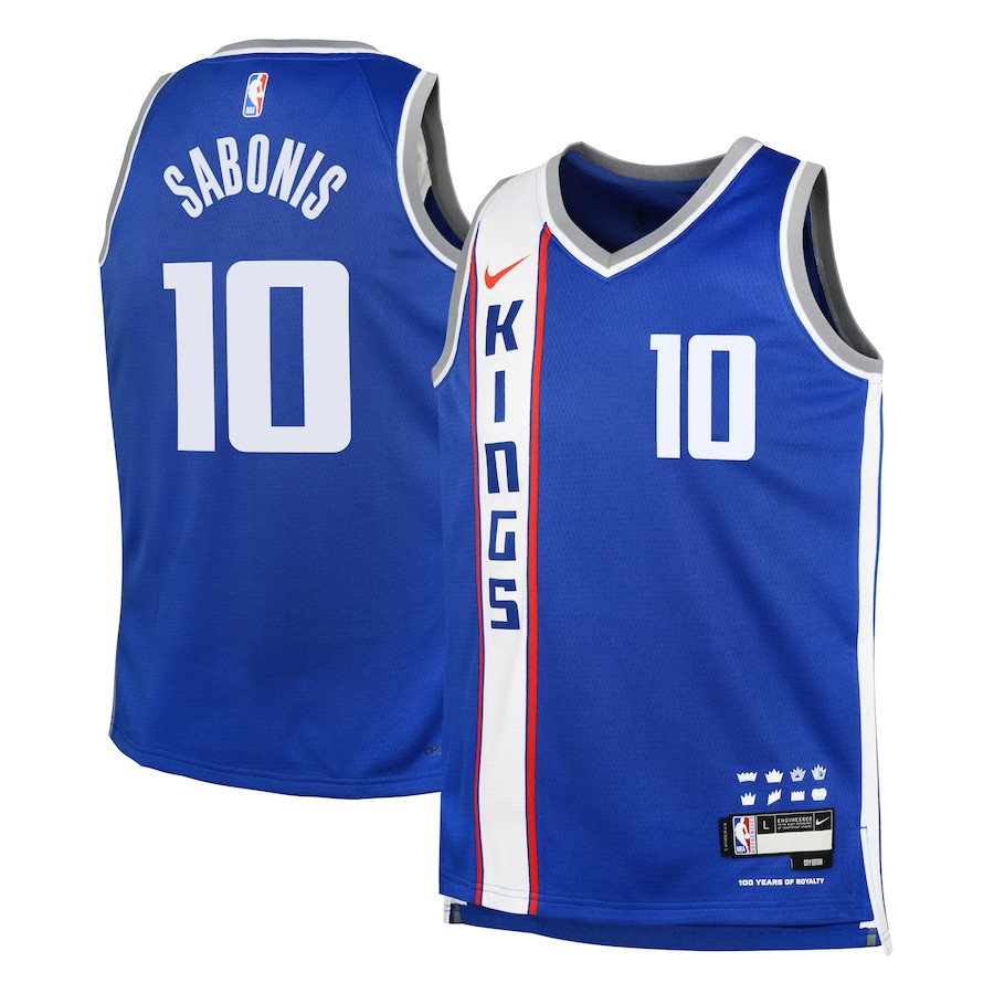 Domantas Sabonis 10 Sacramento Kings 2023/24 City Edition Swingma Blue NBA Jersey Youth
