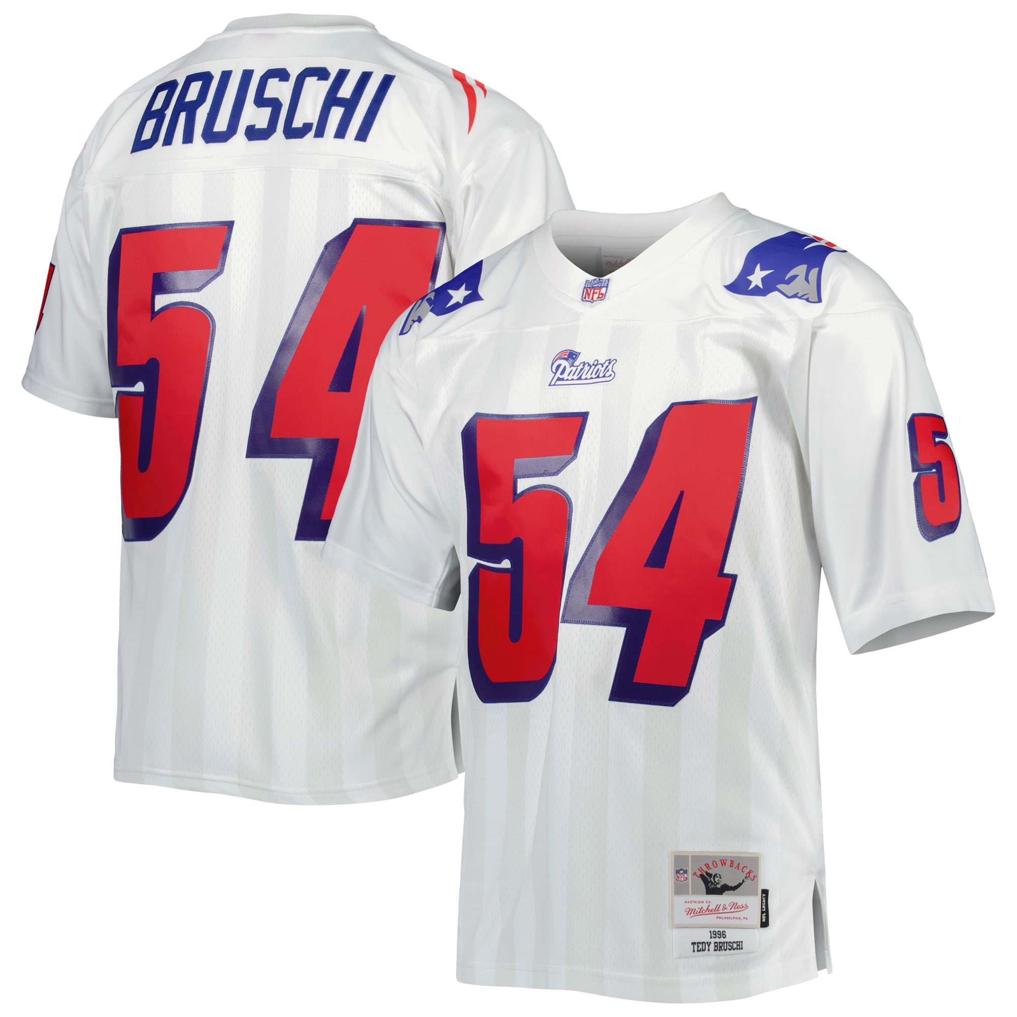New England Patriots Tedy Bruschi Mitchell Ness White Legacy NFL Jersey Men's