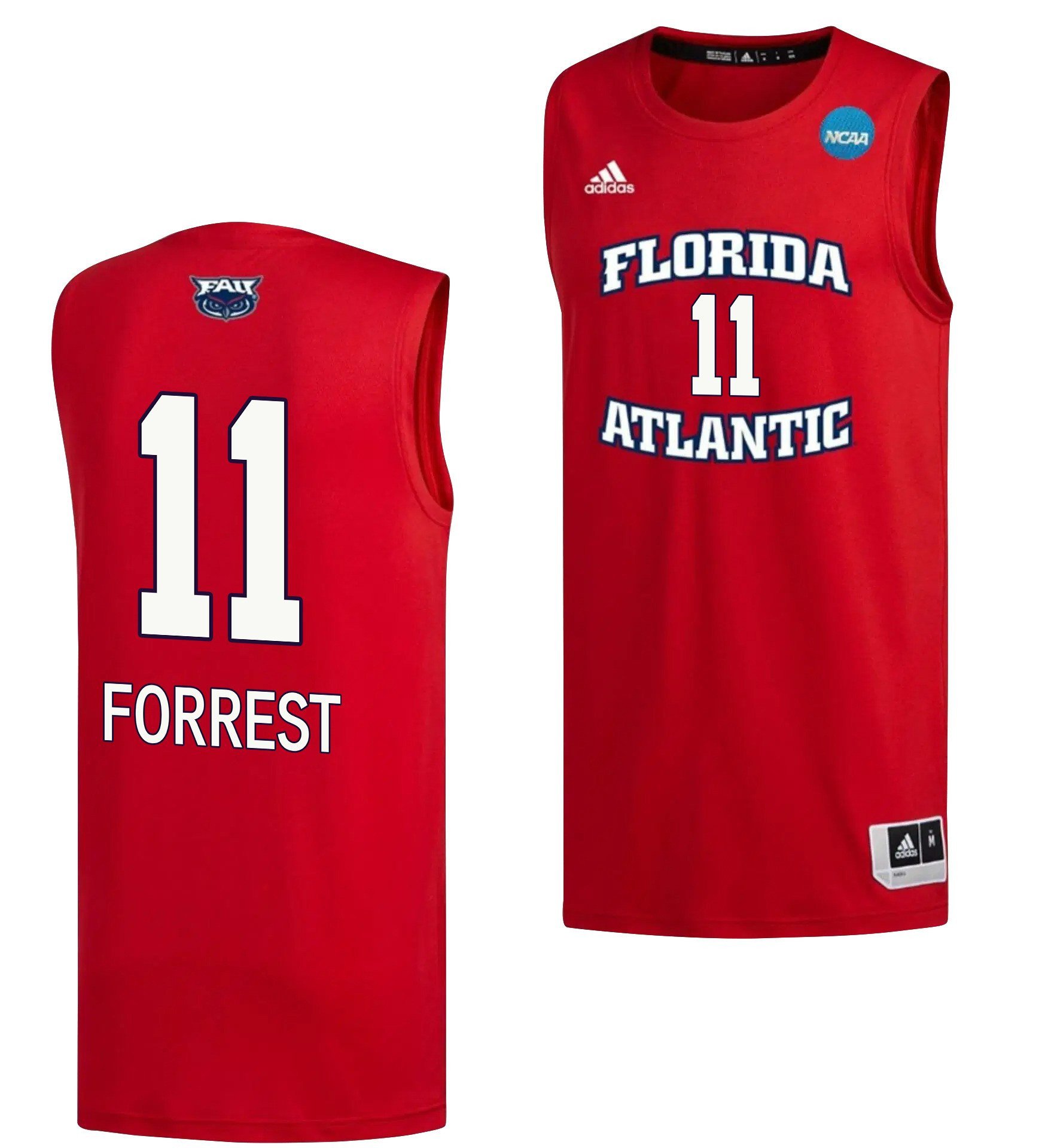 Michael Forrest 11 FAU Owls 2023 March Madness- Red NCAA Jersey Men's
