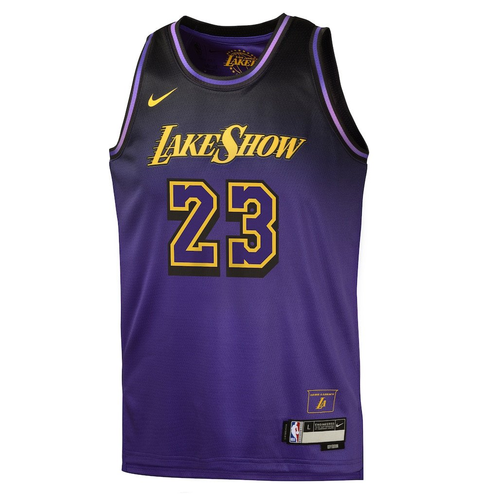 LeBron James 23 Los Angeles Lakers 2024/25 Swingman Playe City Edition Purple NBA Jersey Youth